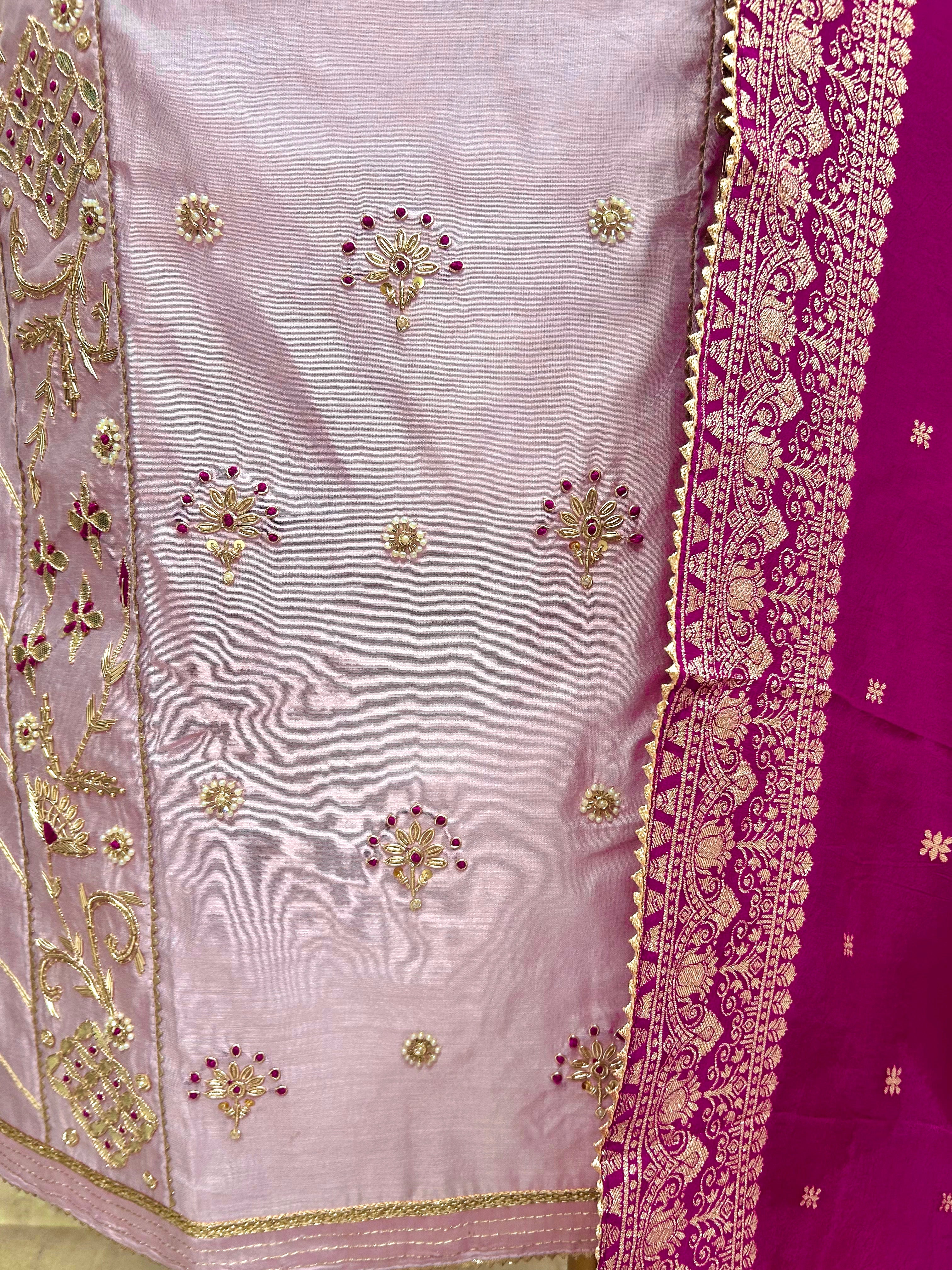 Maheshwari Panel Design Unstitched Suit Set
