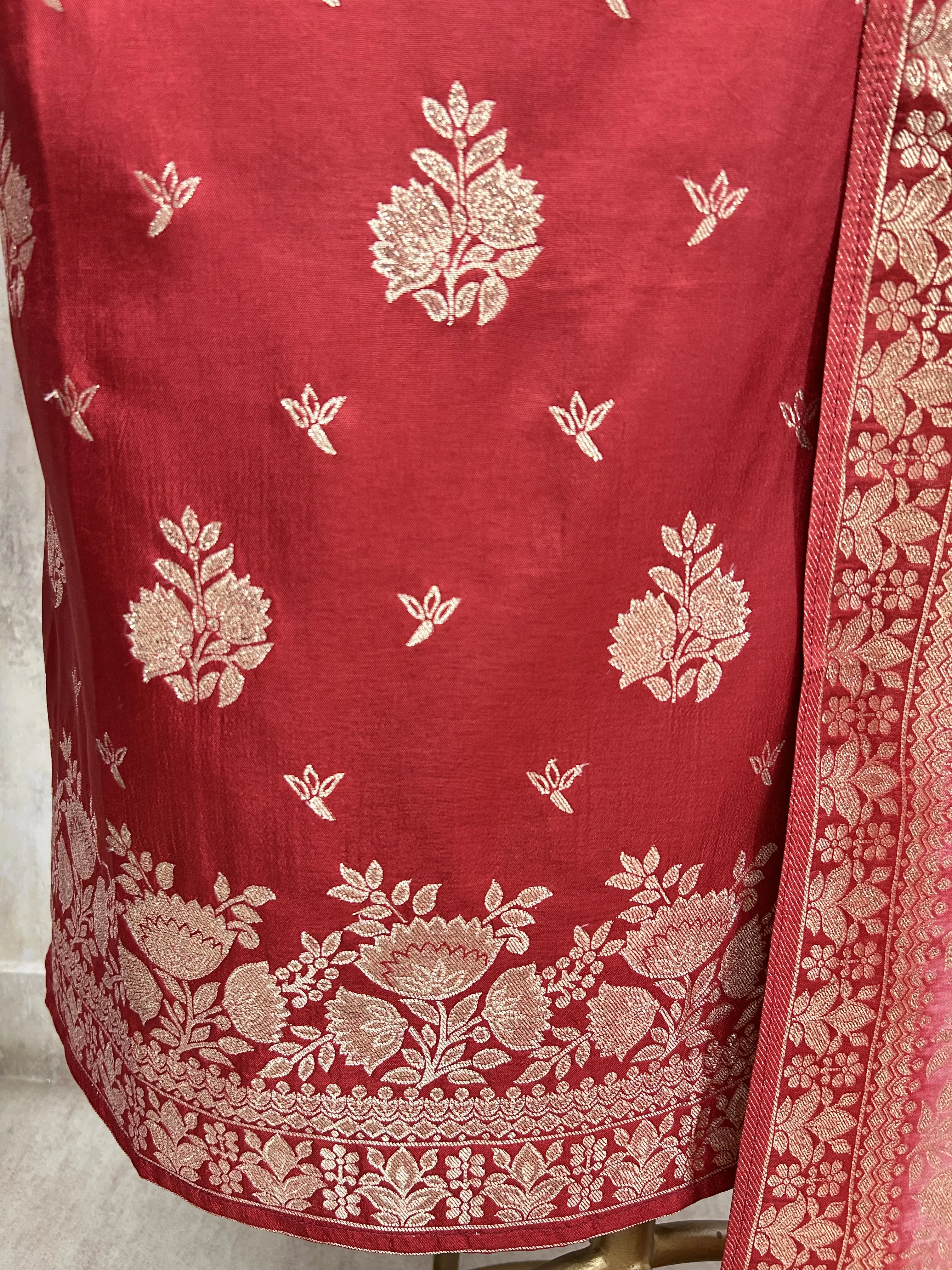 Banarasi Silk Unstitched Suit Set