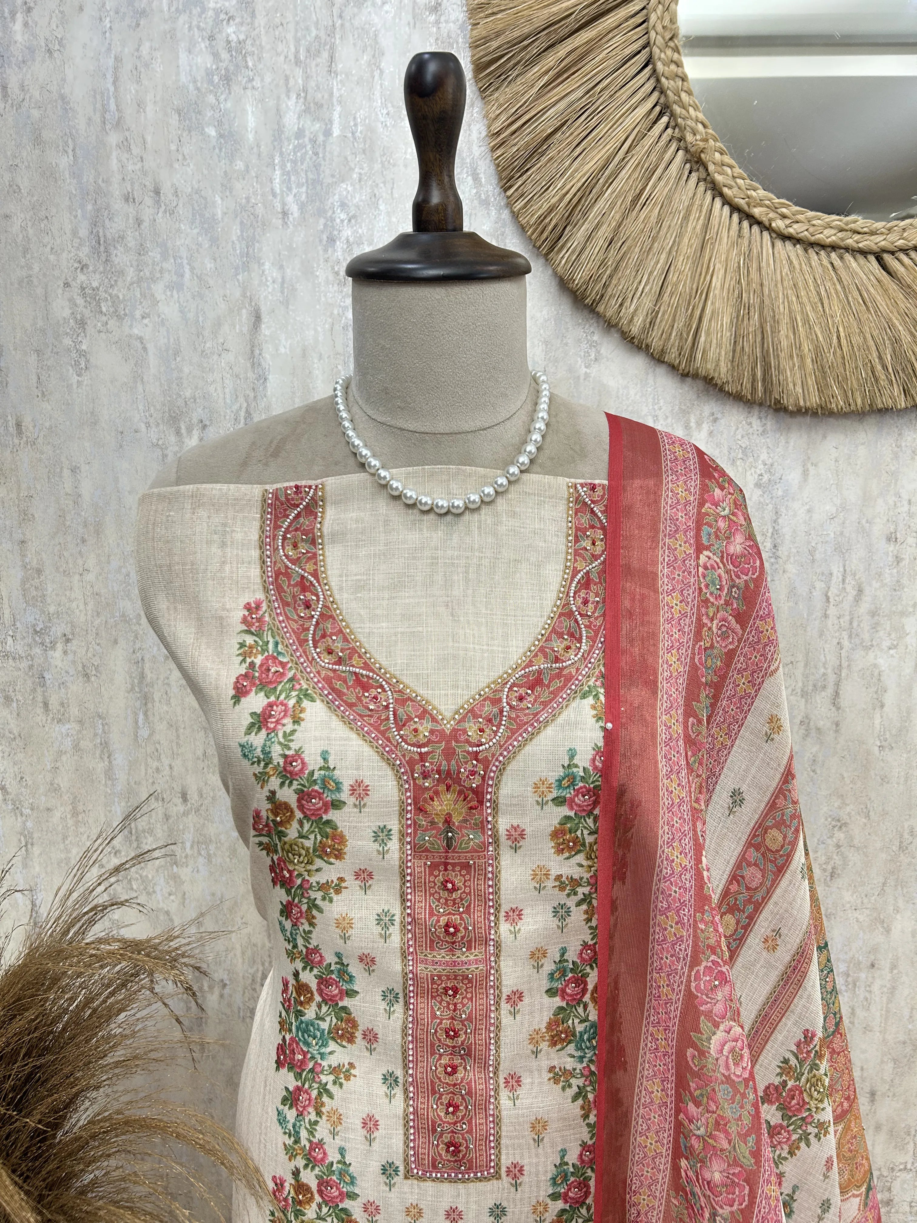 Timeless Floral Dola silk Unstitched Suit