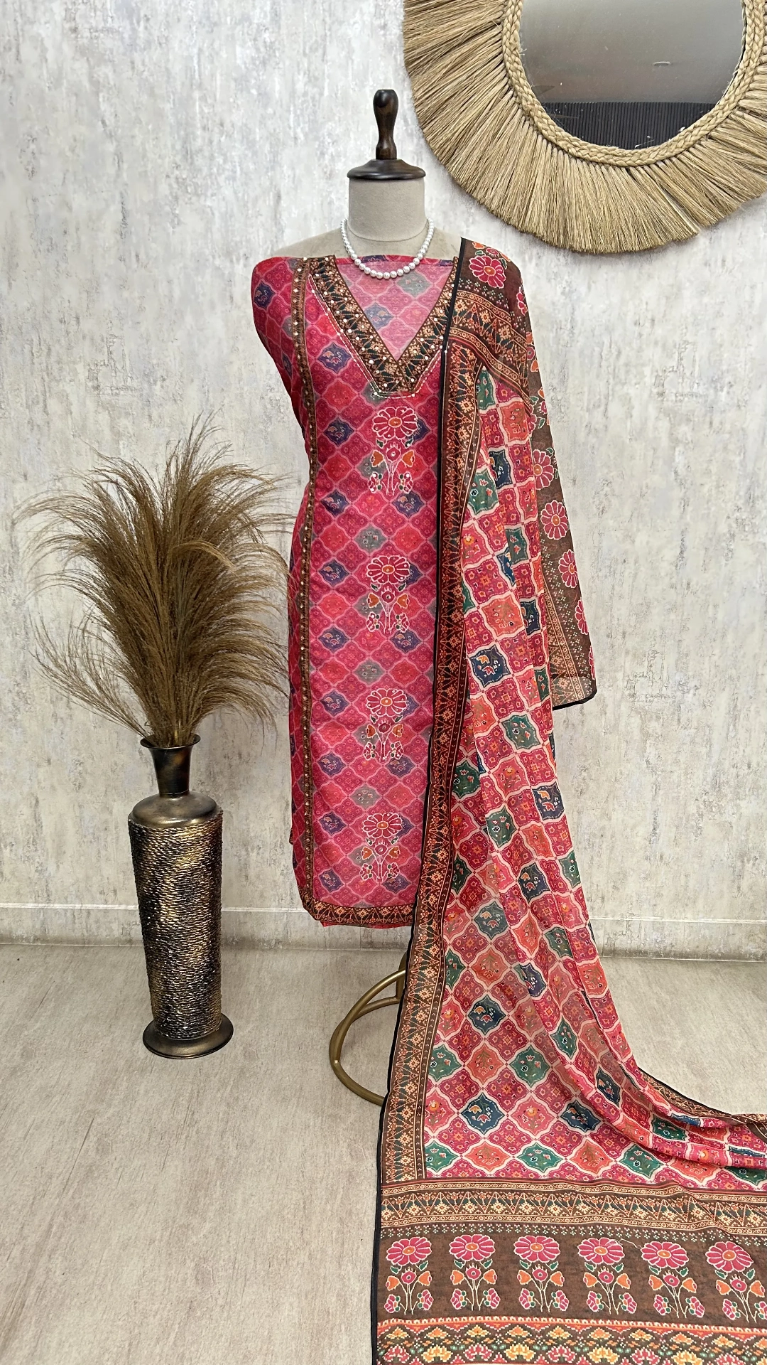 Traditional Patola Grace Unstitched Suit