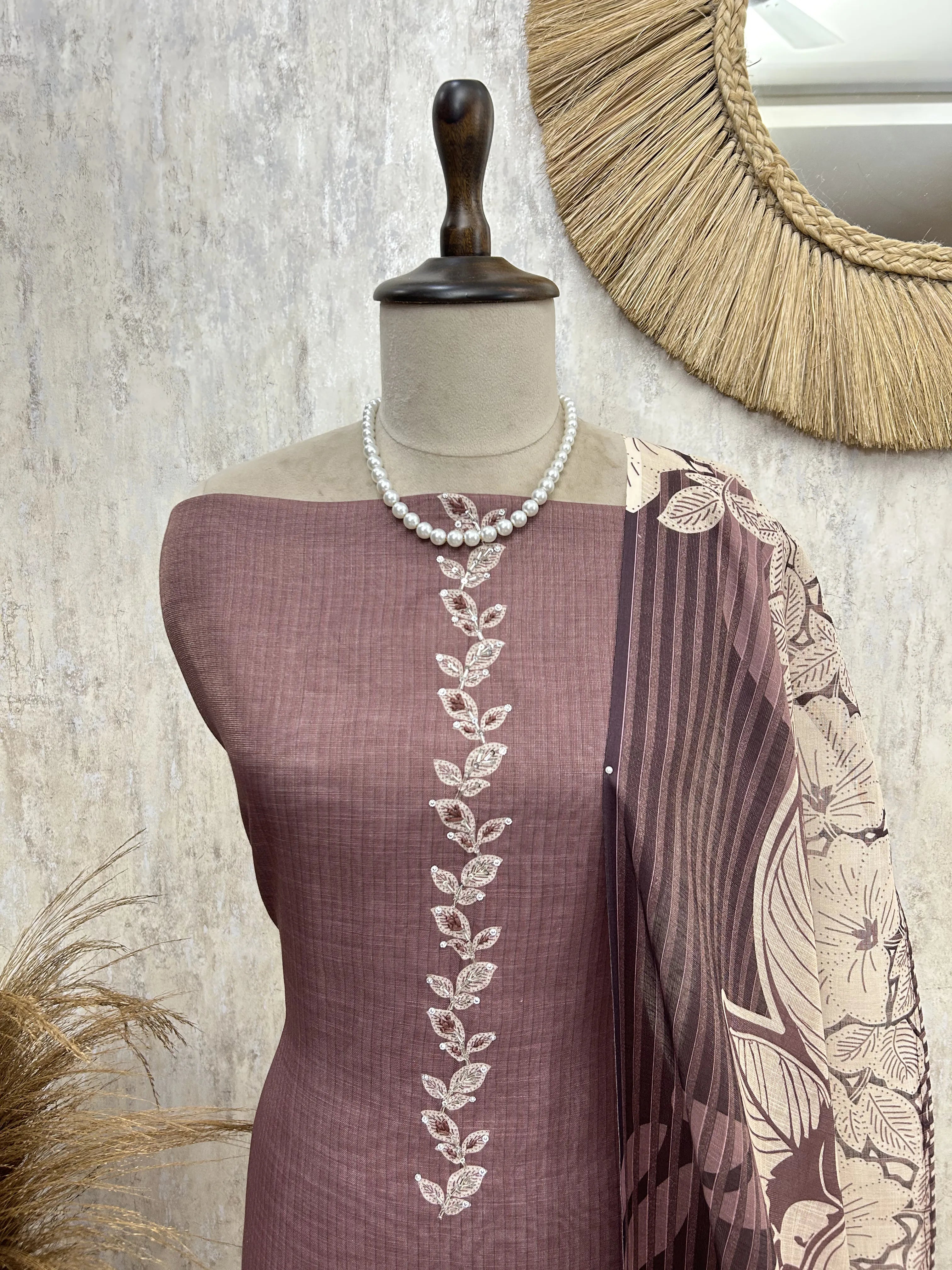 Rosewood Bloom Ensemble Unstitched Suit