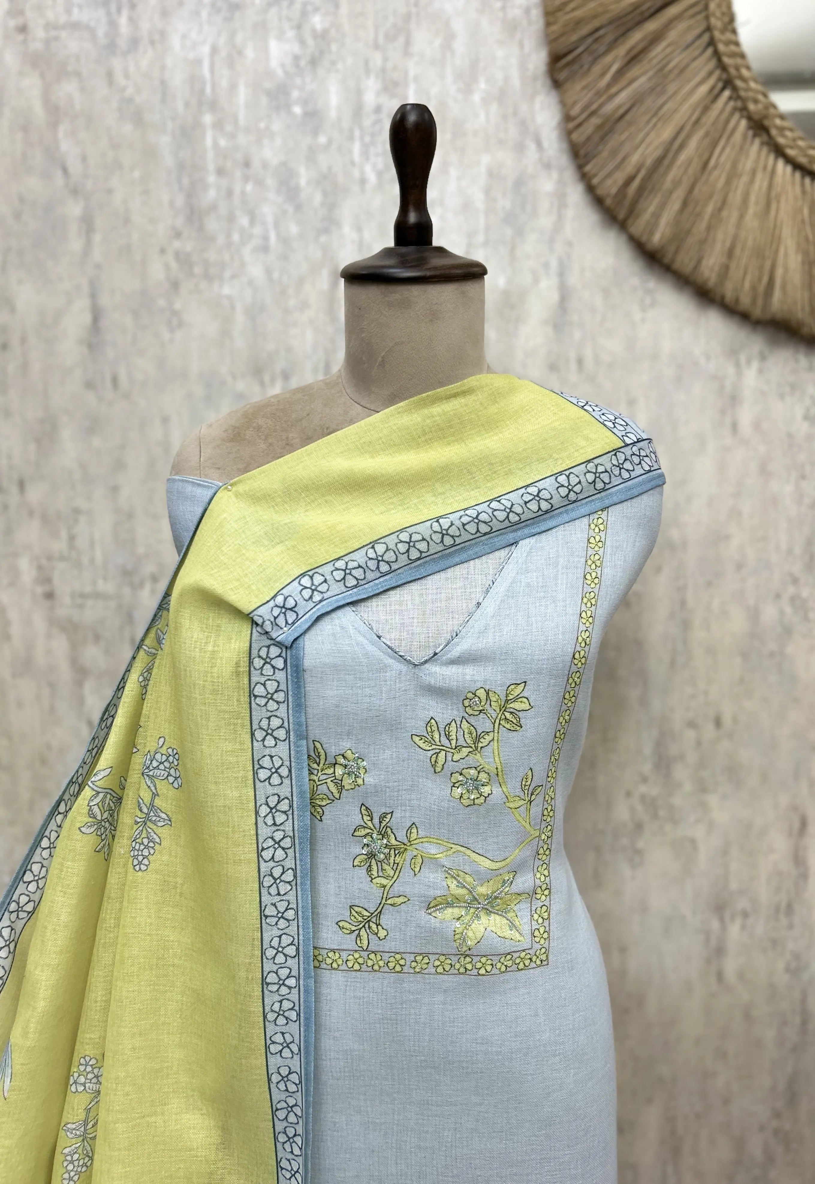 Botanical Breeze Linen Unstitched Suit