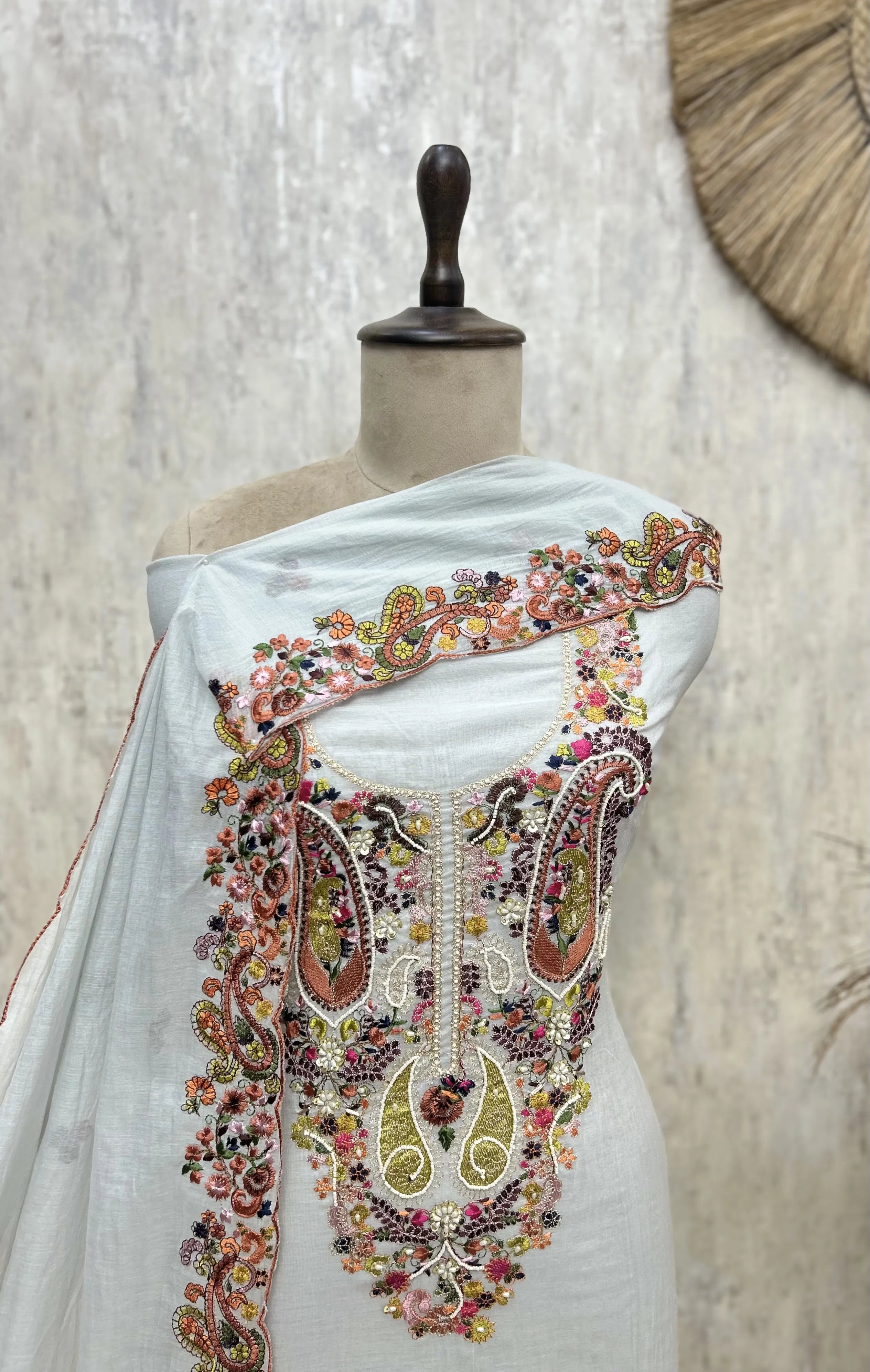 Blush Heritage Mul Chanderi Unstitched Suit