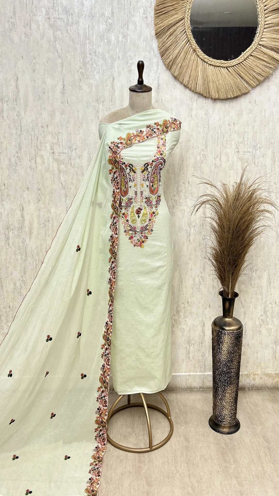 Blush Heritage Mul Chanderi Unstitched Suit