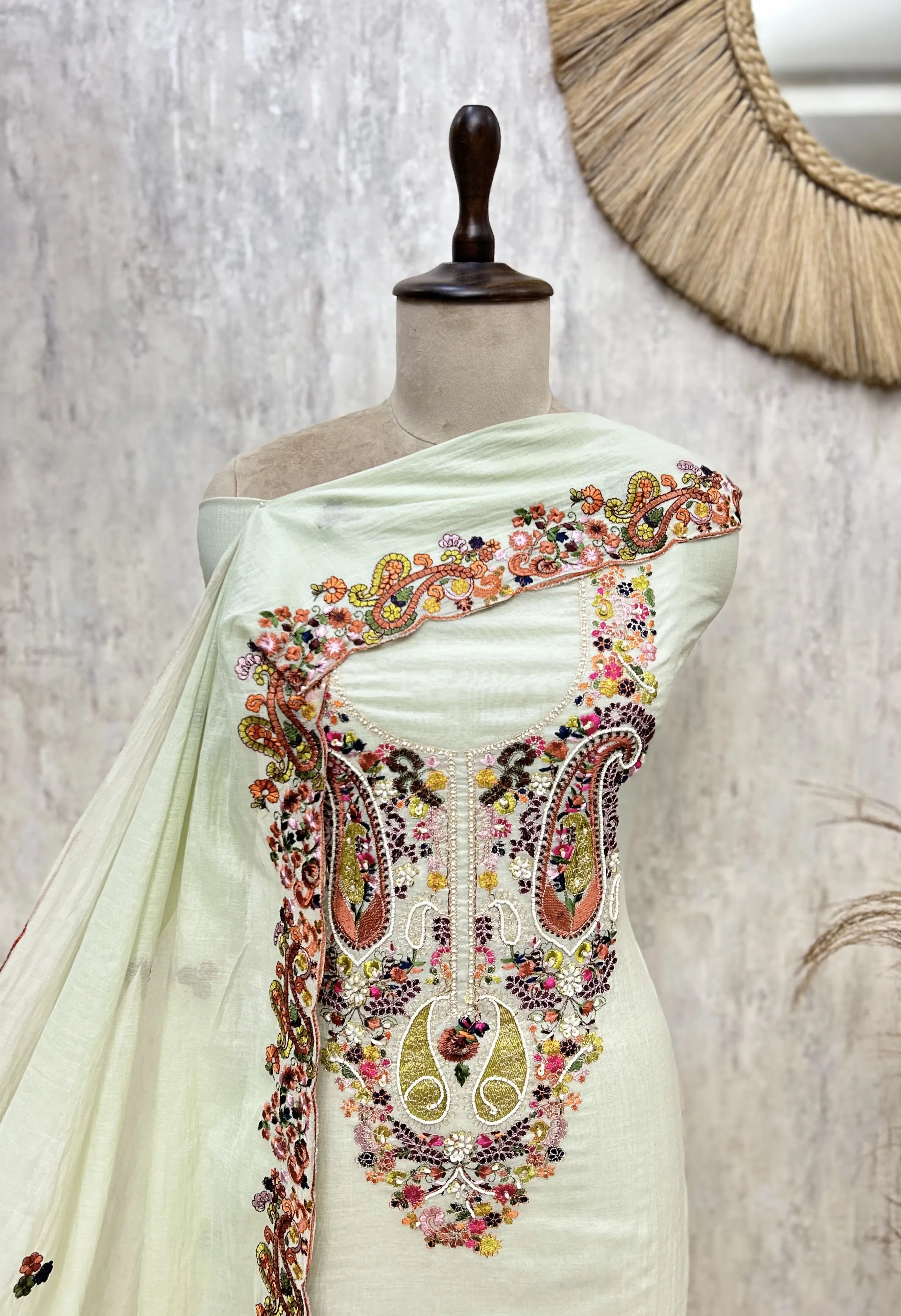 Blush Heritage Mul Chanderi Unstitched Suit