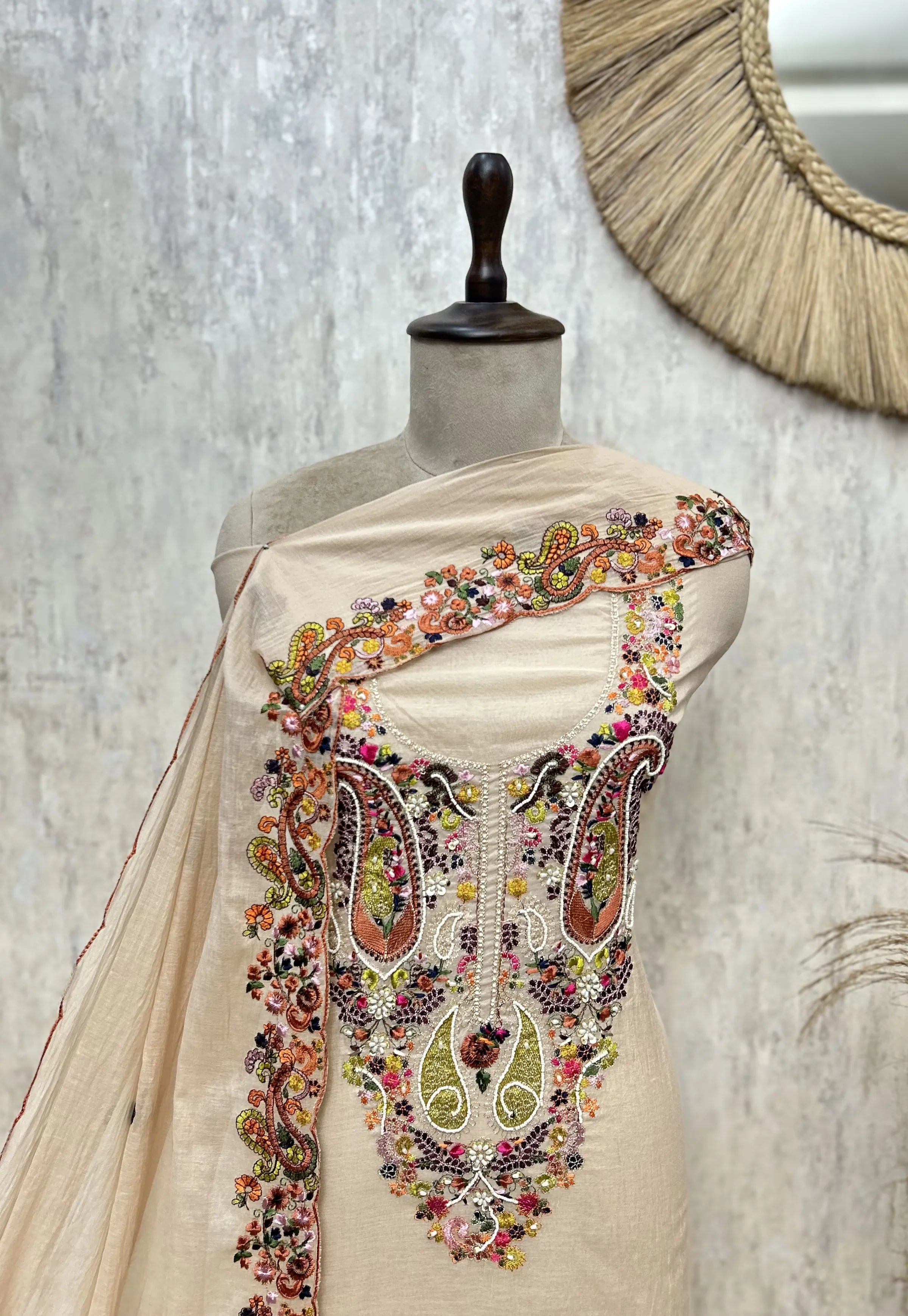 Blush Heritage Mul Chanderi Unstitched Suit