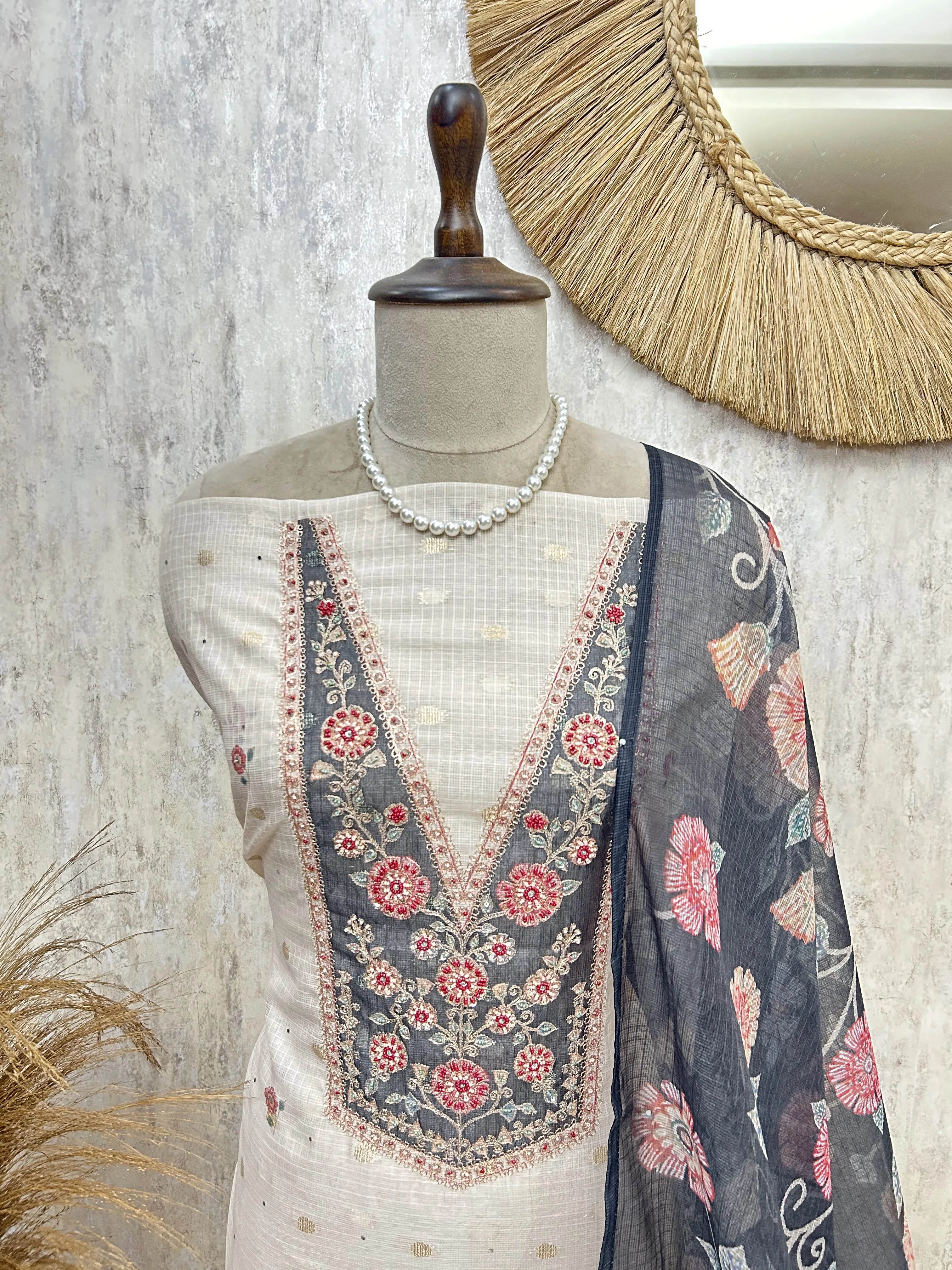 Floral Embroidered Elegance Unstitched Suit