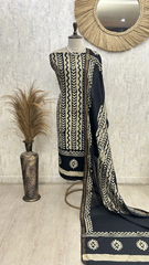 Chic Ethnic Lines Unstitched Suit