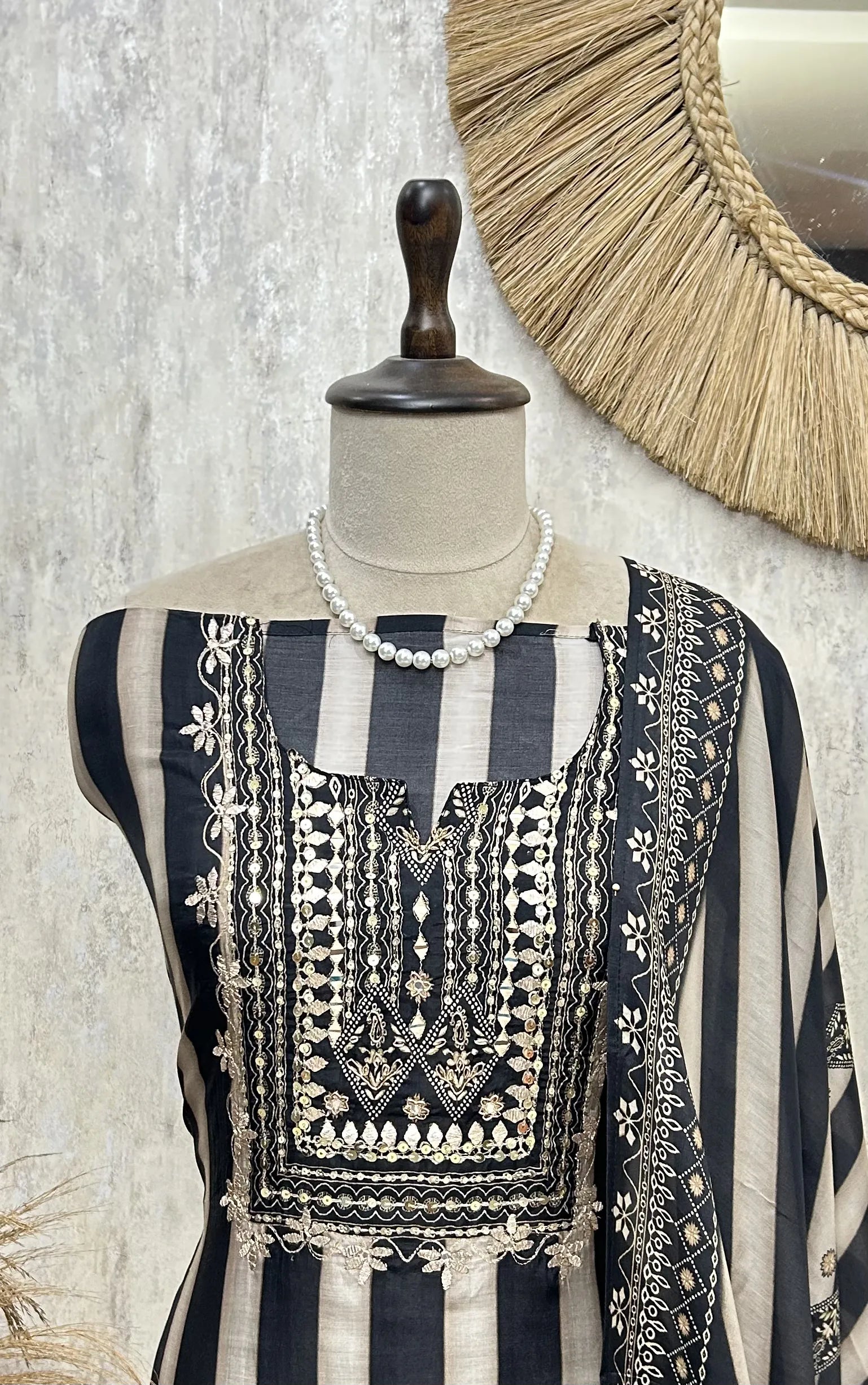 Bold Striped Elegance Unstitched Suit