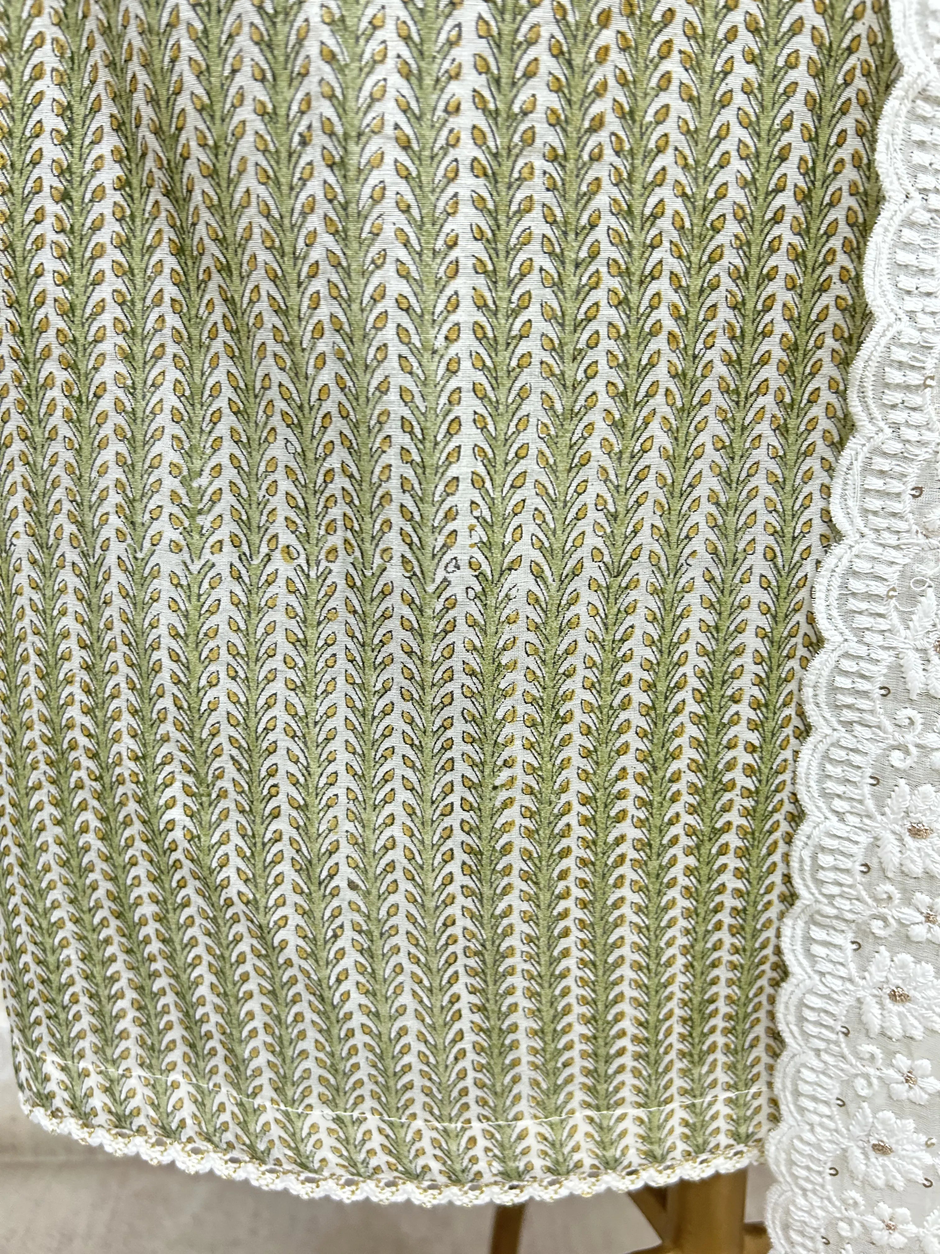 Sage Lace Elegance Unstitched Suit