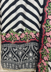 Midnight Floral Elegance Unstitched Suit