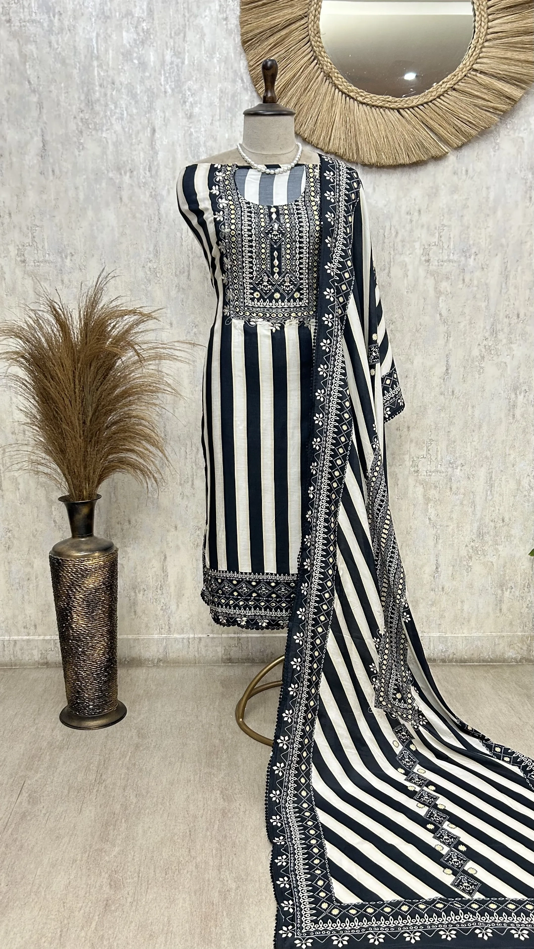 Midnight Floral Elegance Unstitched Suit