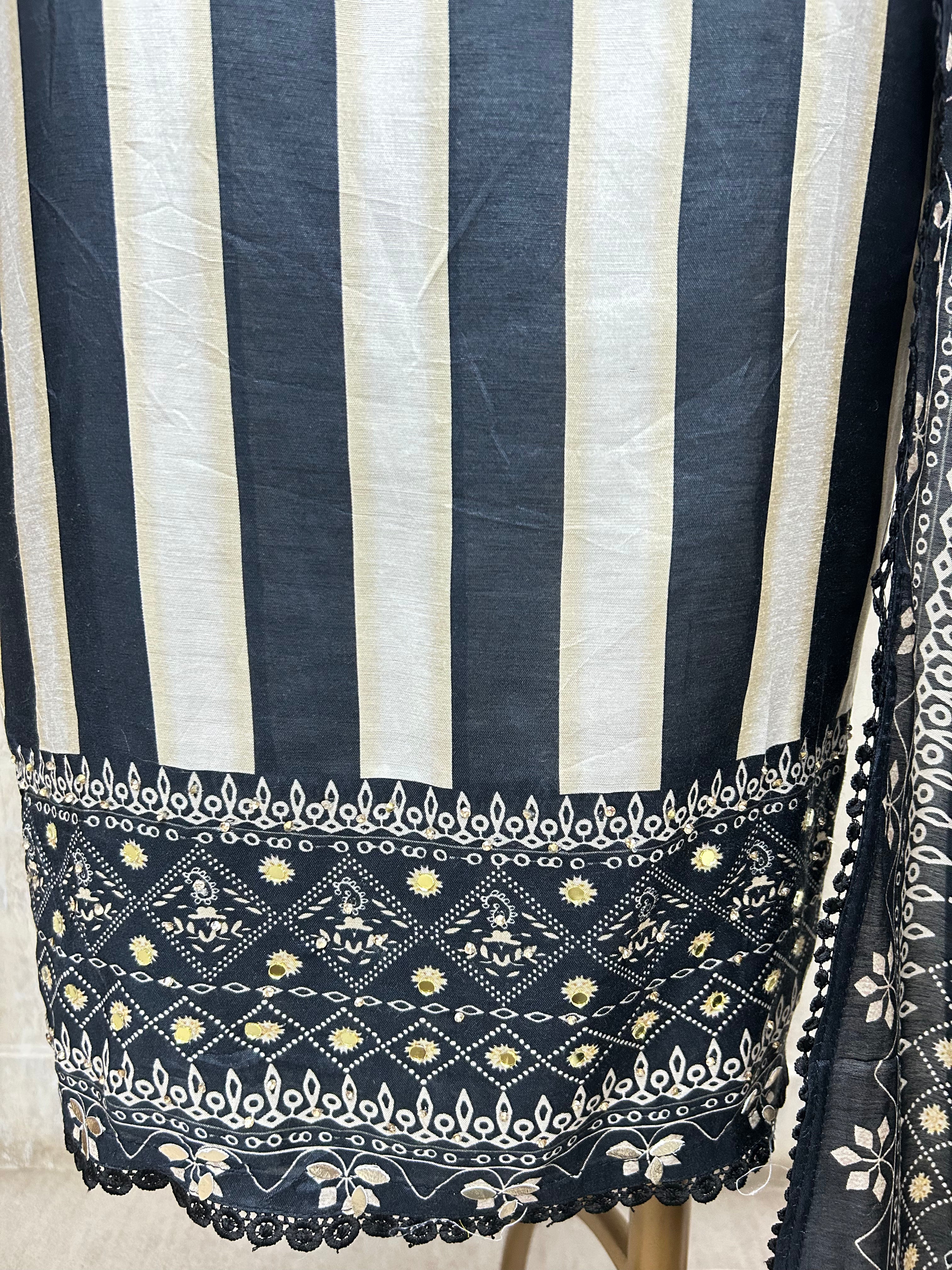 Midnight Floral Elegance Unstitched Suit