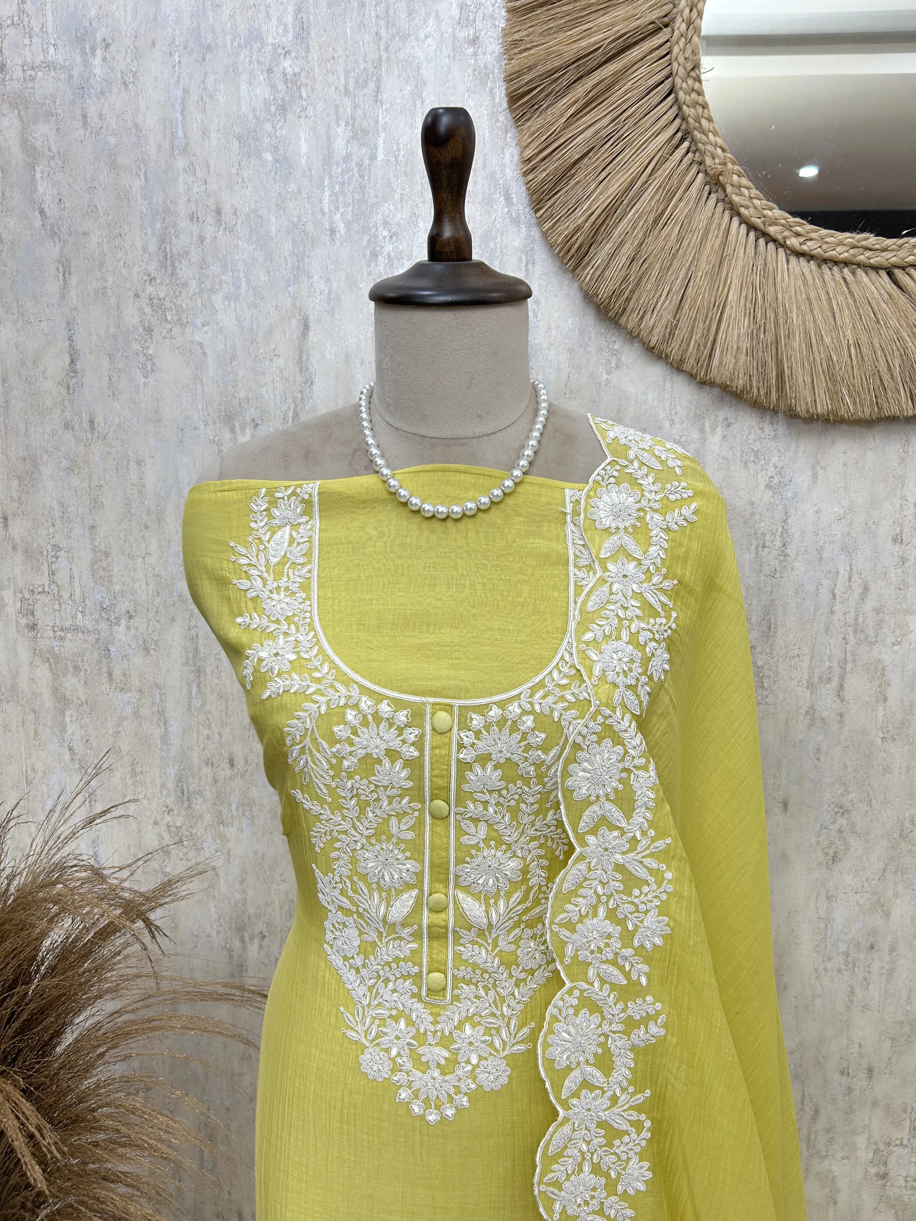 Azure Embroidered Grace Unstitched Suit