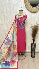 Bloomscape Mul Chanderi Unstitched Suit