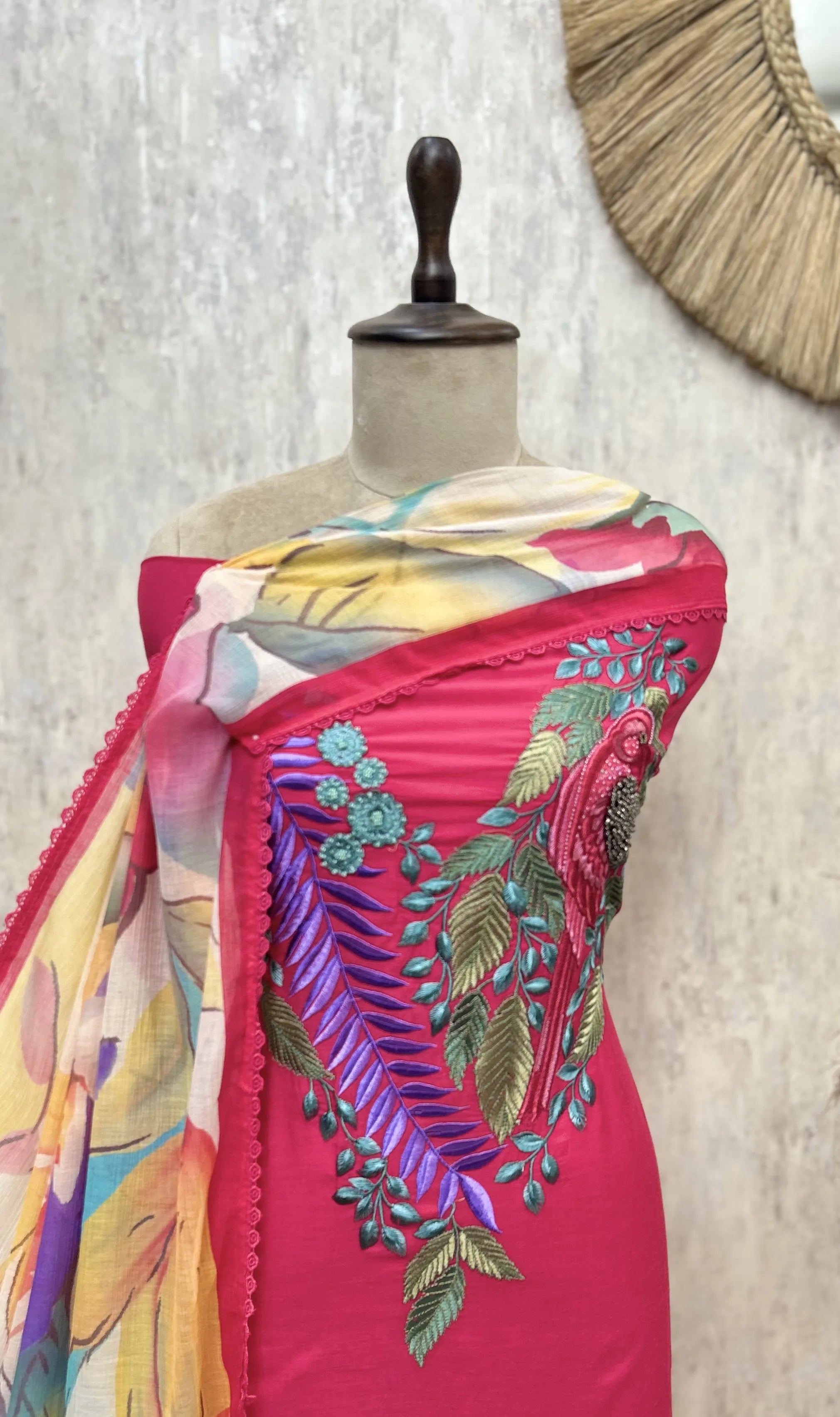 Bloomscape Mul Chanderi Unstitched Suit