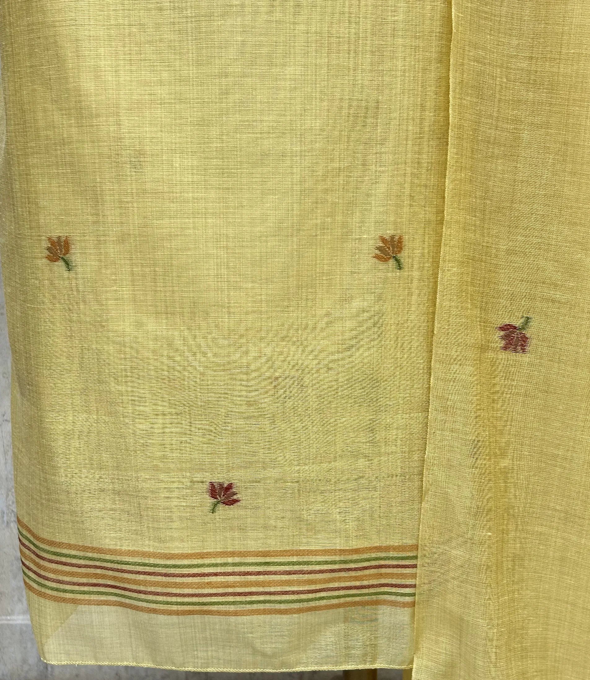 Ethereal Sage Elegance jamdani linen Unstitched Suit