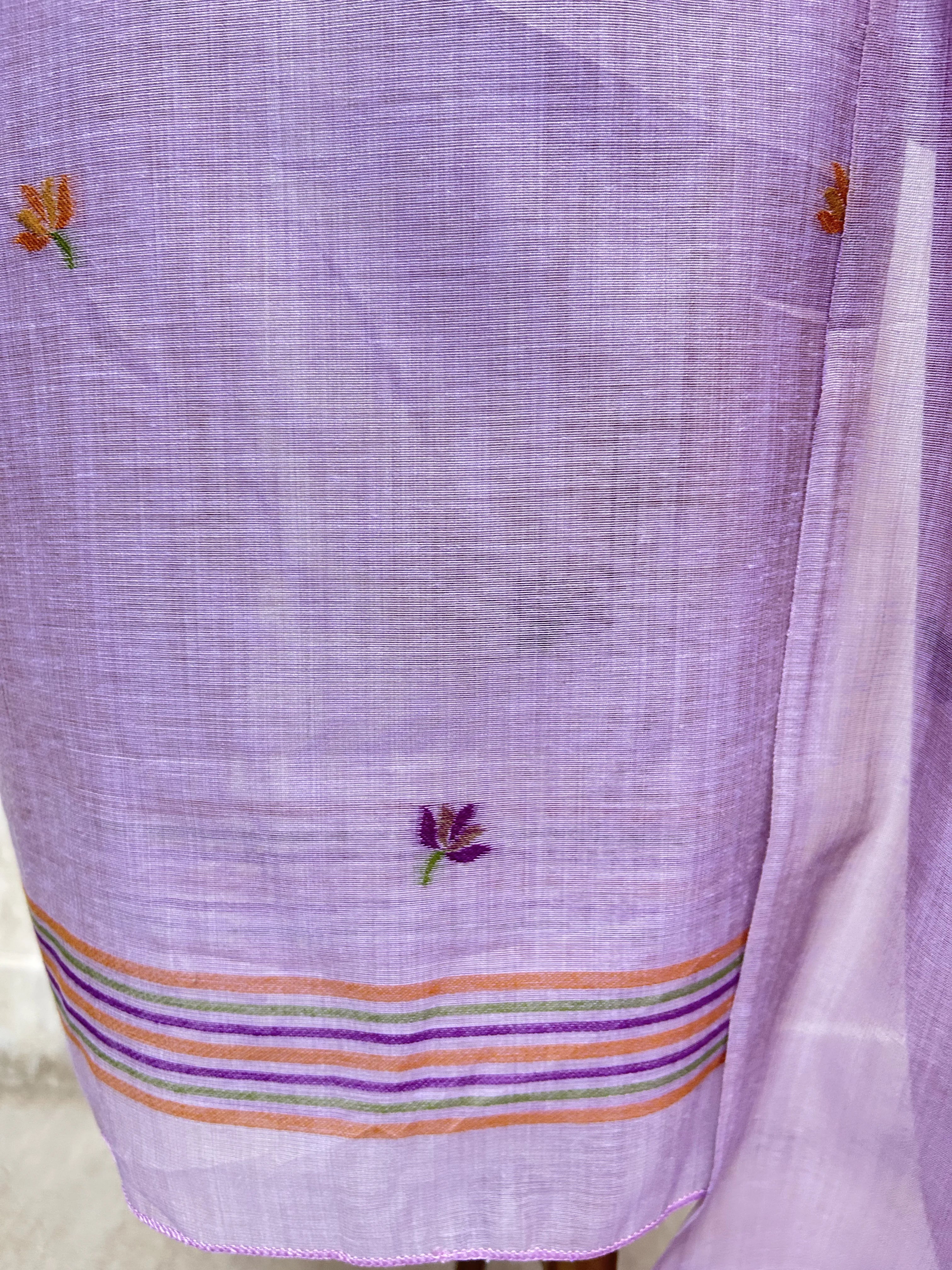 Ethereal Sage Elegance jamdani linen Unstitched Suit