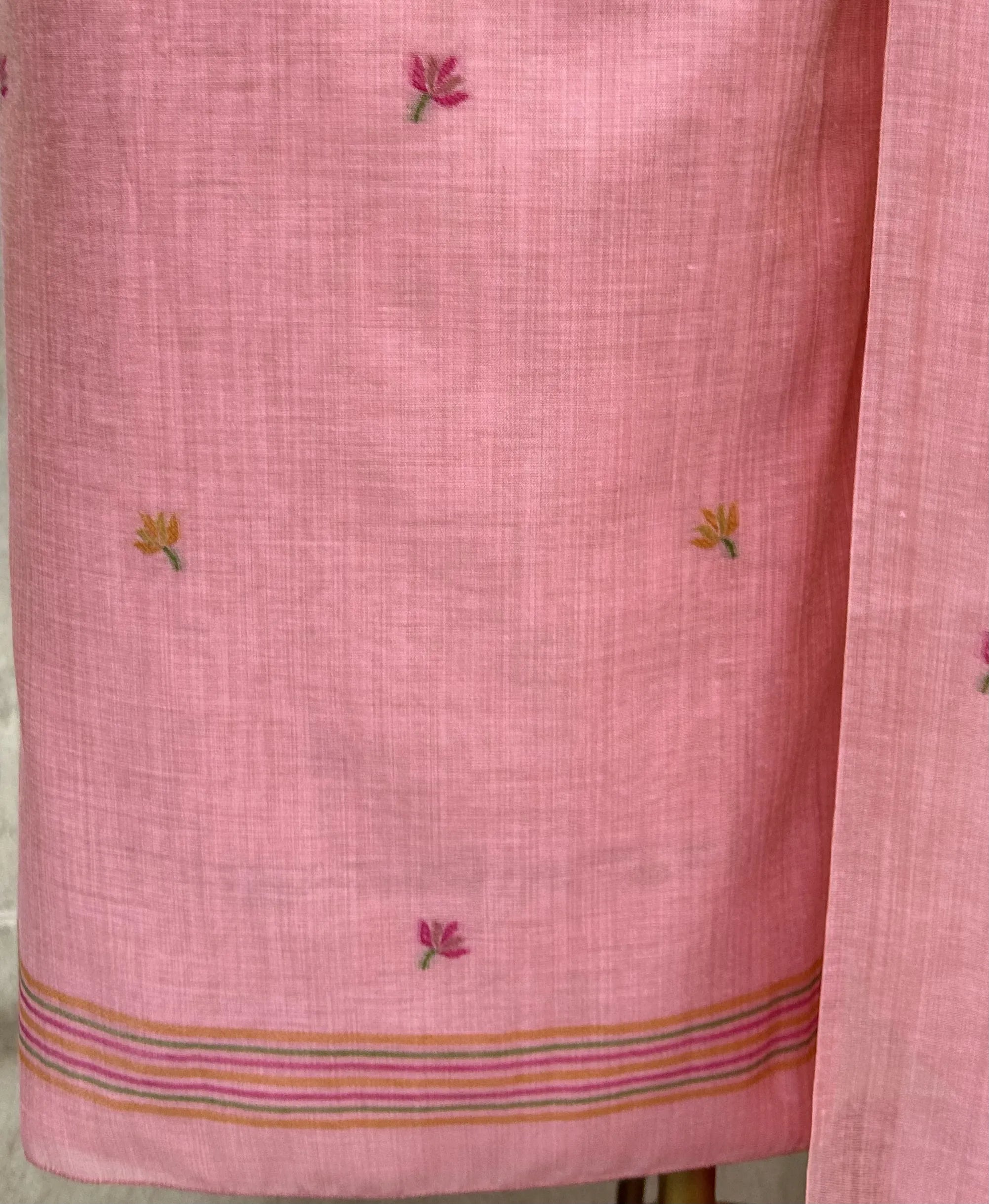 Ethereal Sage Elegance jamdani linen Unstitched Suit