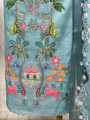 Peacock Blossom Elegance Unstitched Suit