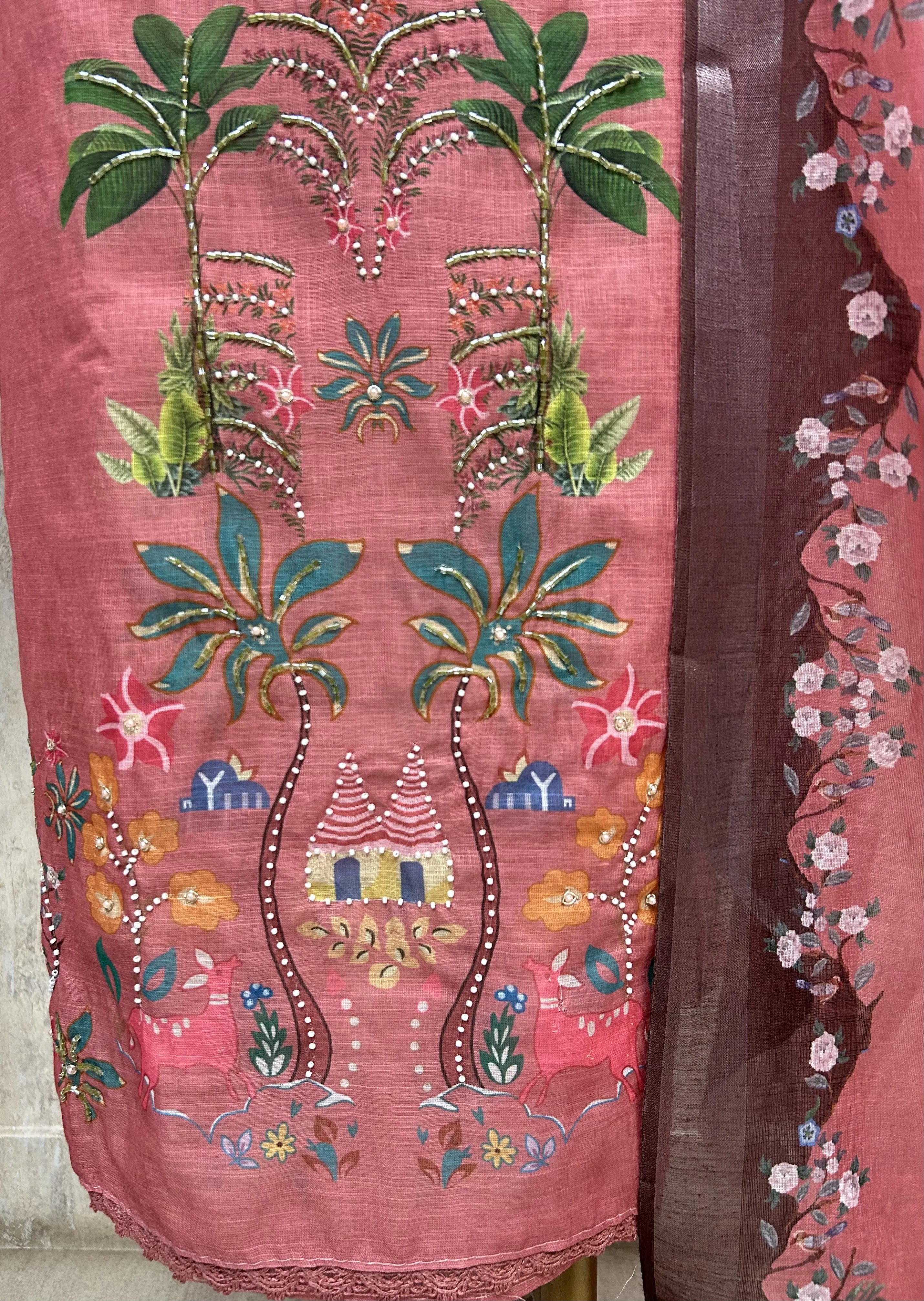 Peacock Blossom Elegance Unstitched Suit