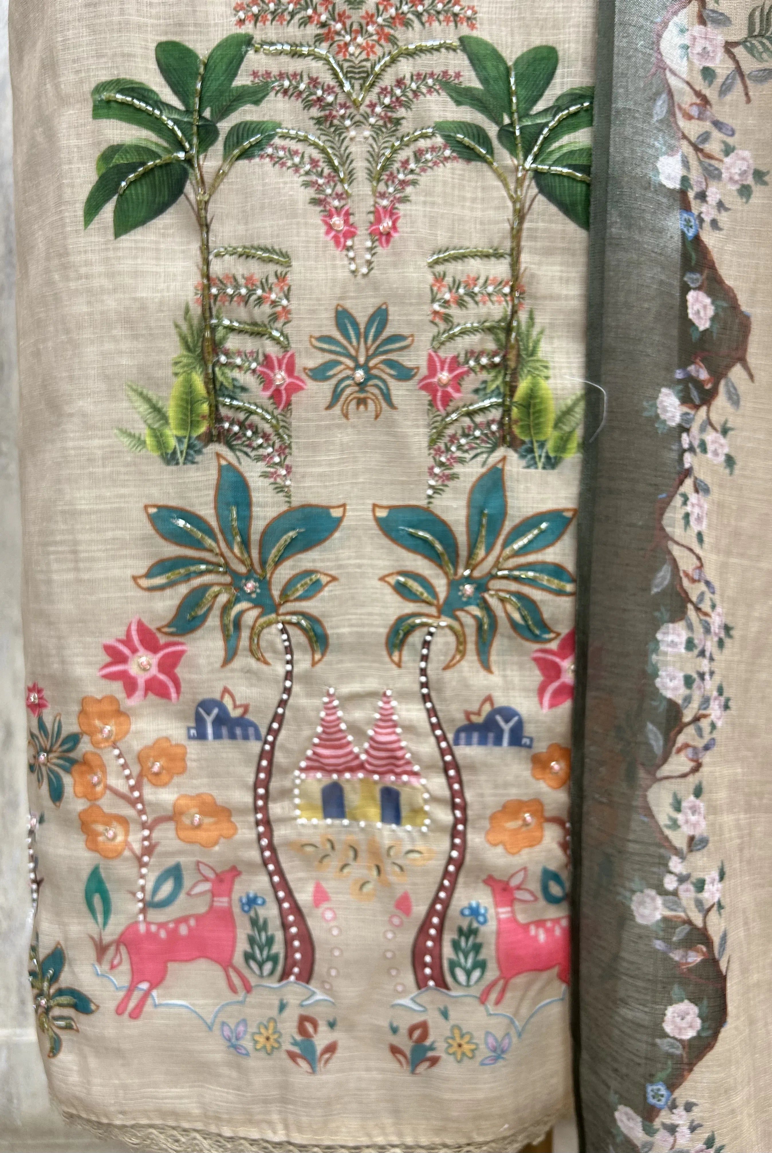 Peacock Blossom Elegance Unstitched Suit