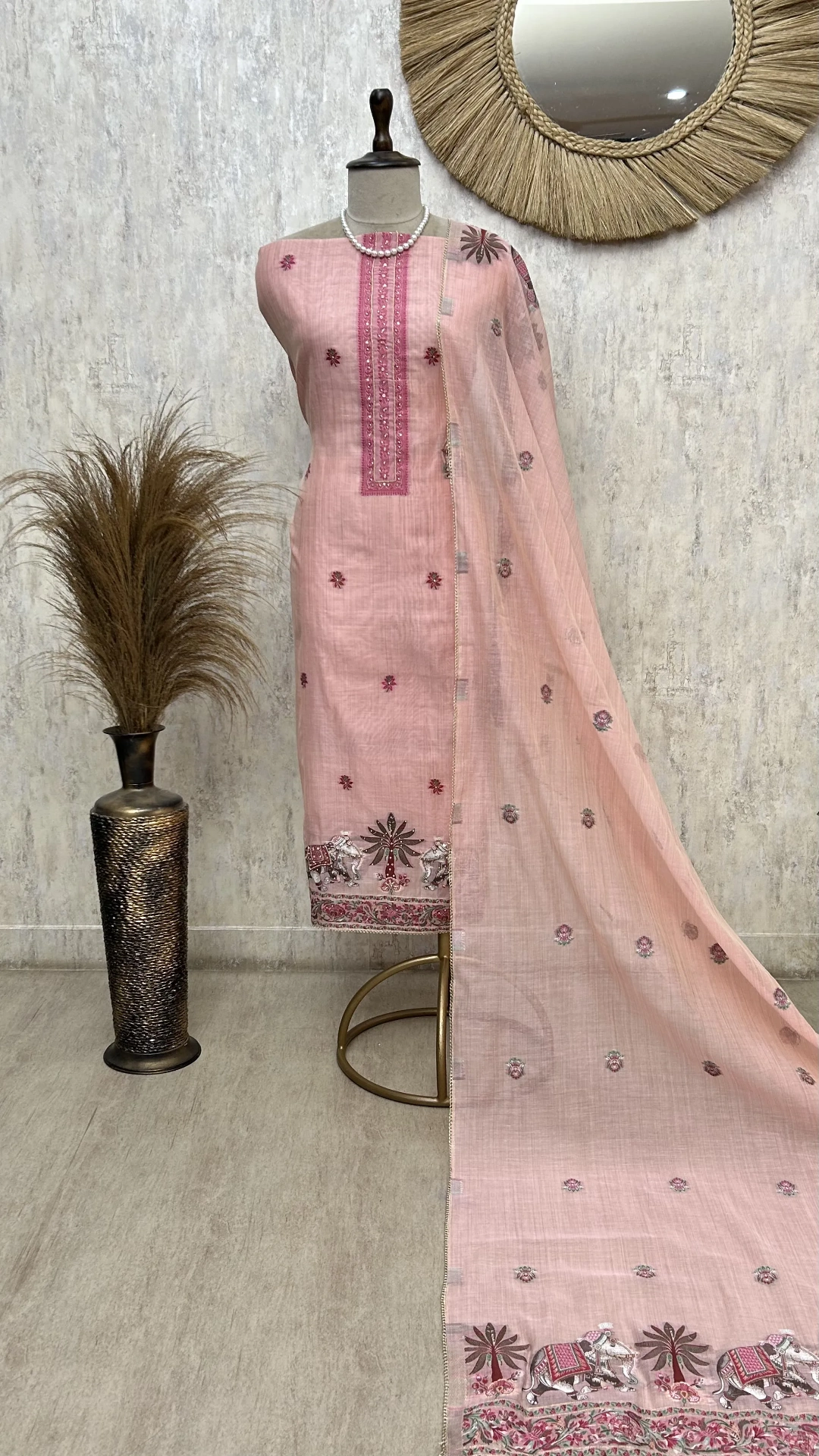 Blossom Grace jamdani linen Unstitched Suit