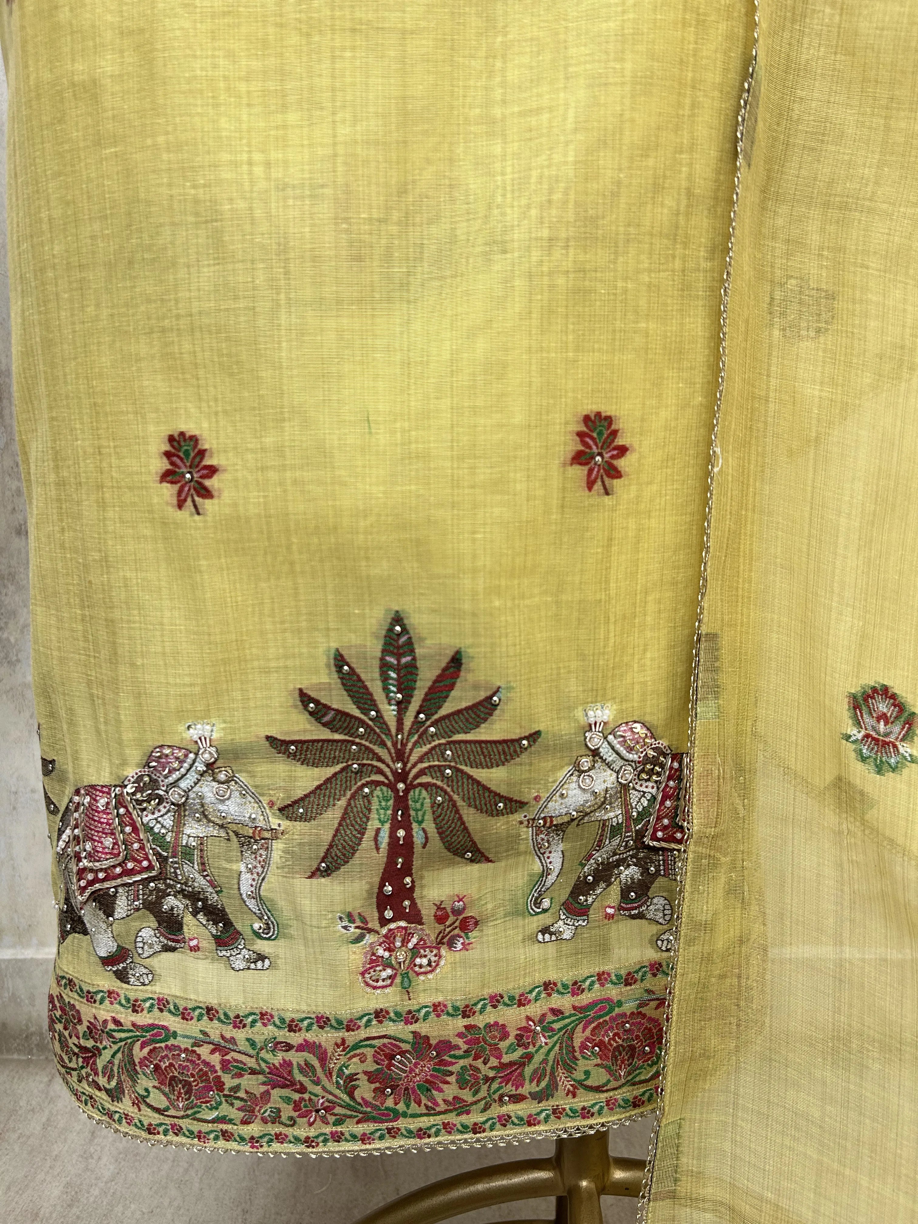 Blossom Grace jamdani linen Unstitched Suit