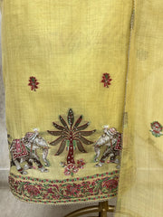 Blossom Grace jamdani linen Unstitched Suit