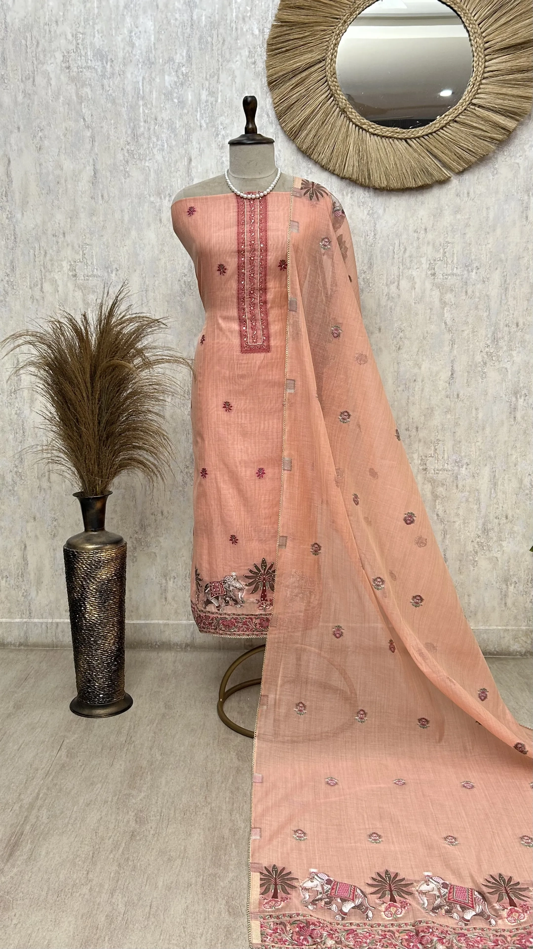 Blossom Grace jamdani linen Unstitched Suit