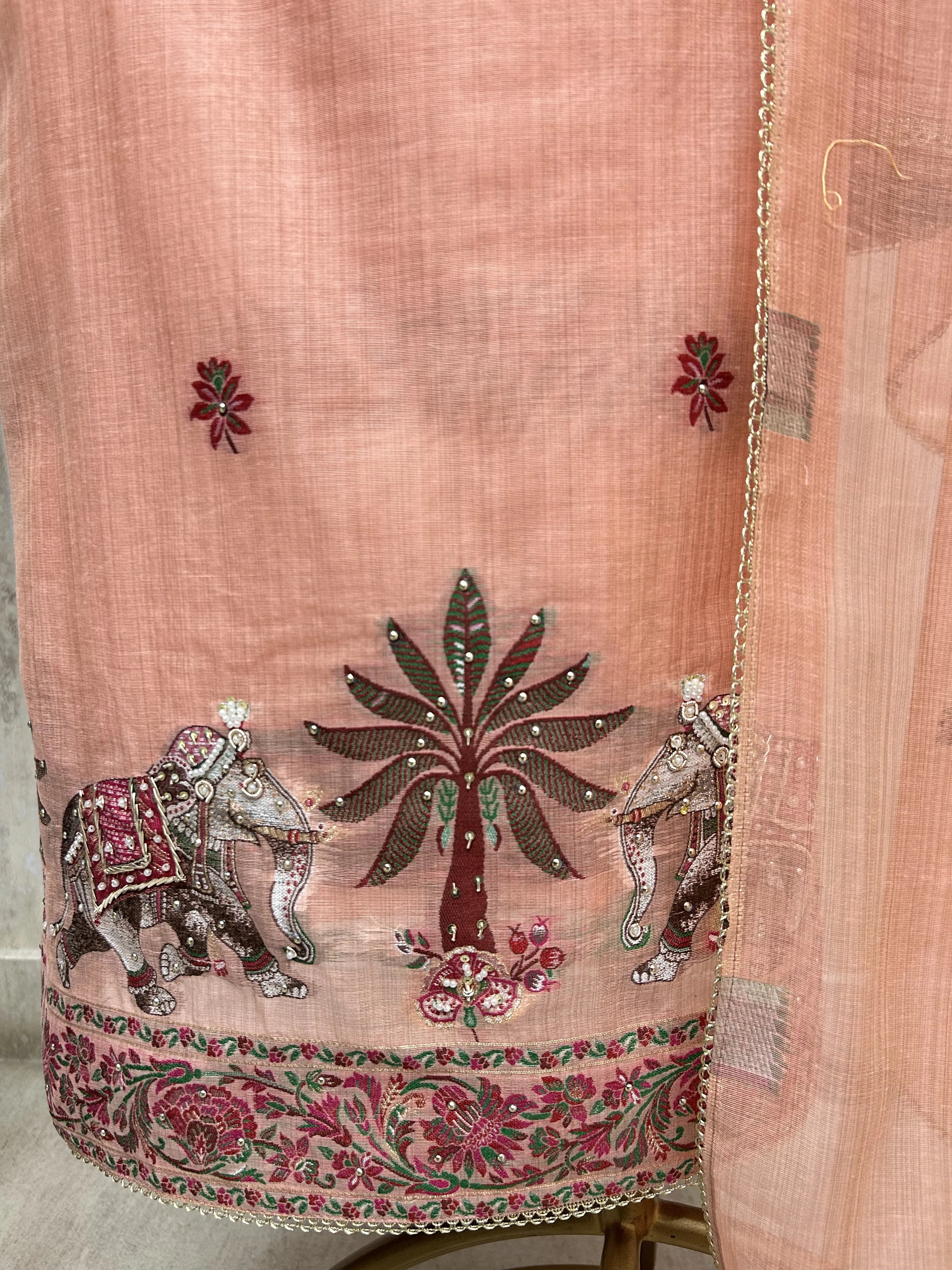 Blossom Grace jamdani linen Unstitched Suit