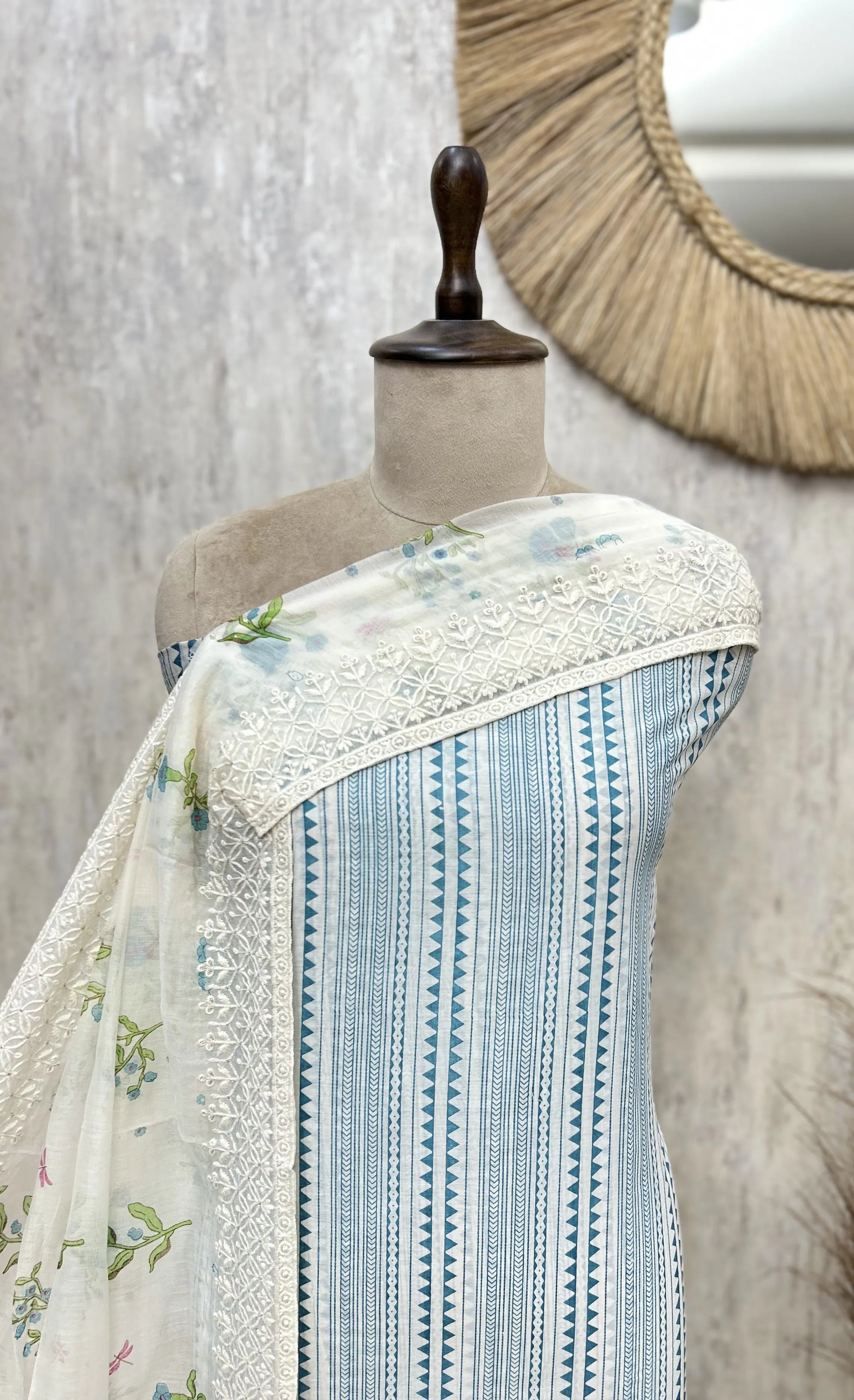 Blossom Weave Mul Chanderi Unstitched Suits