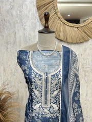 Classic Indigo Blue Blossom Unstitched Suit