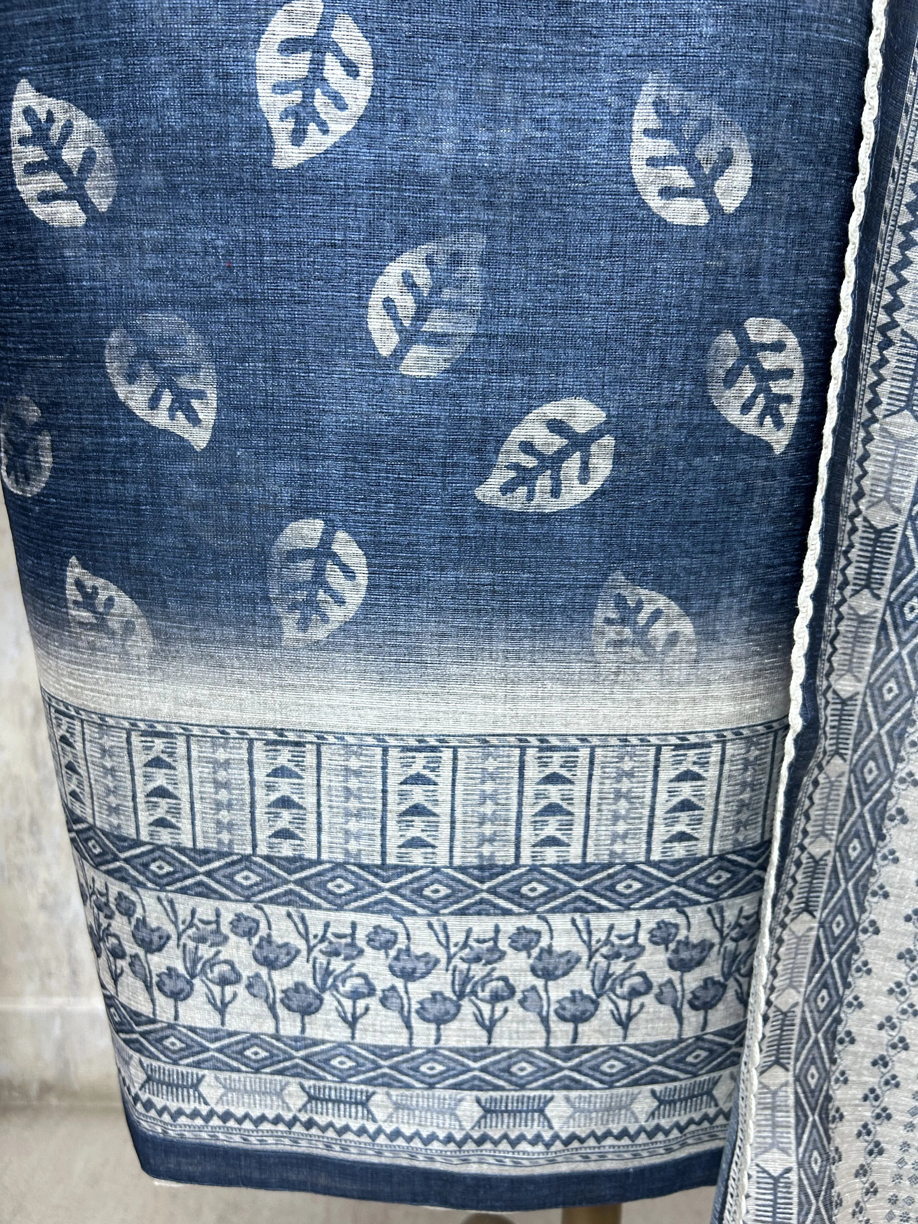Classic Indigo Blue Blossom Unstitched Suit