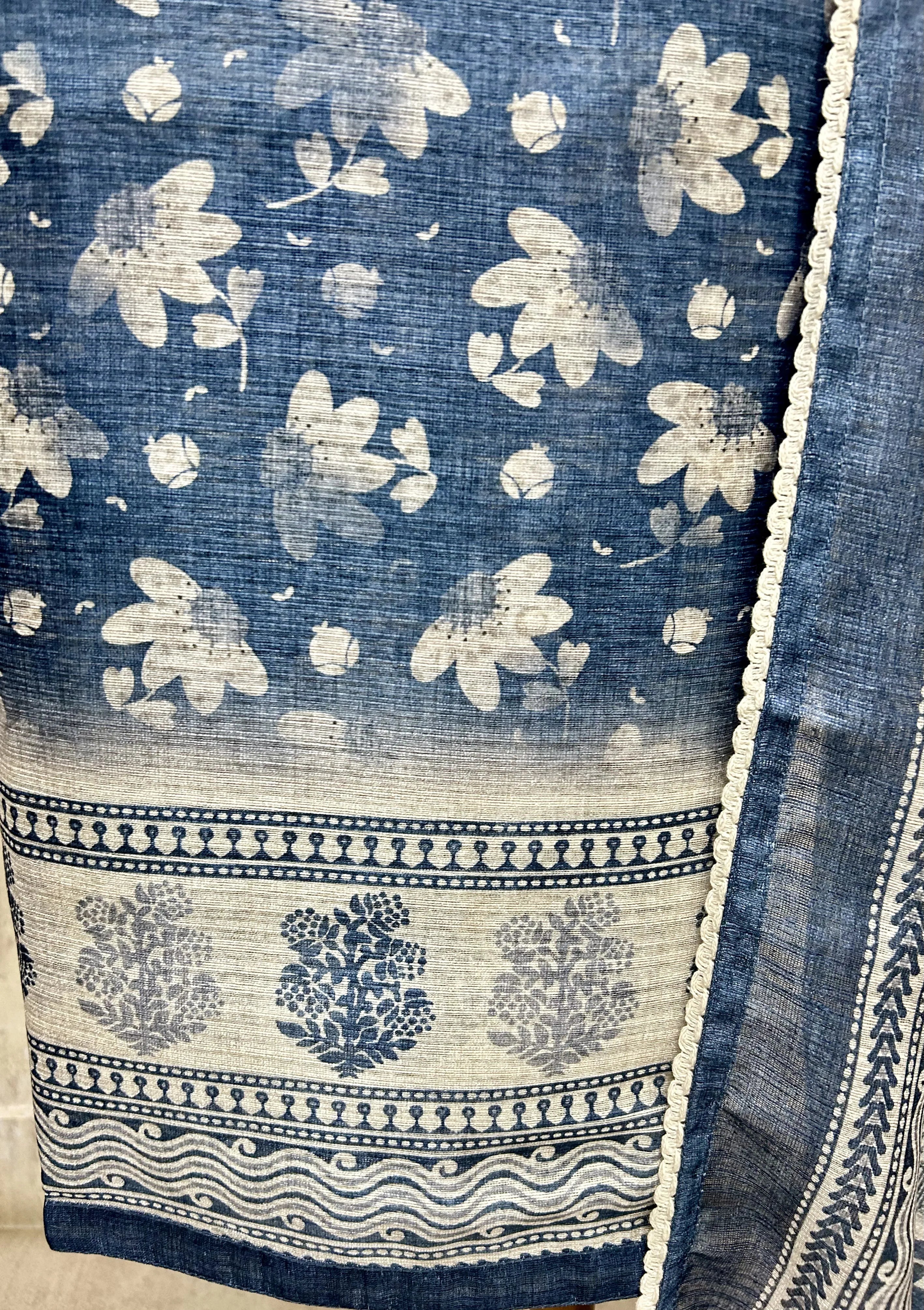 Classic Indigo Blue Blossom Unstitched Suit