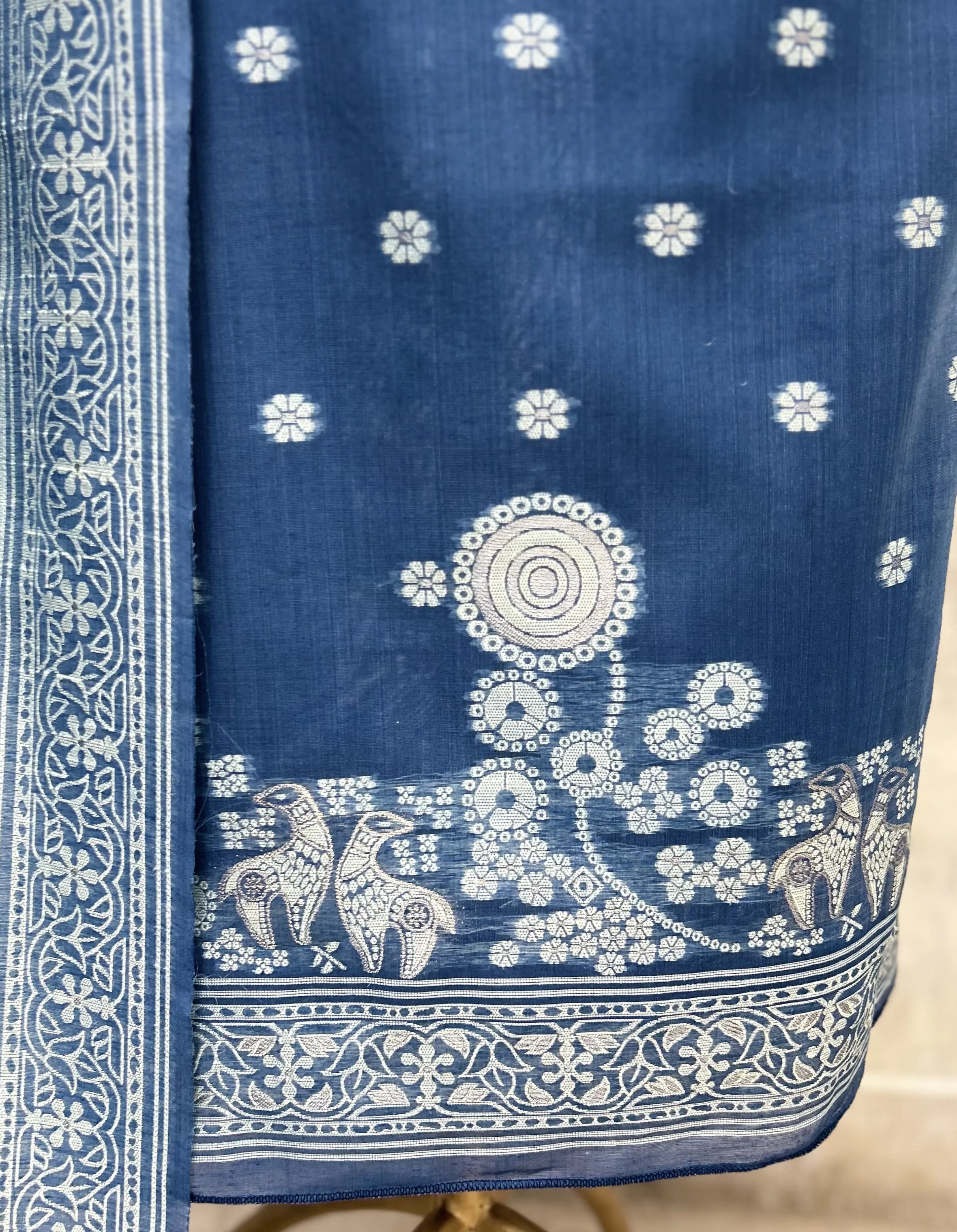 Azure Bloom Jamdani Linen Unstitched Suits
