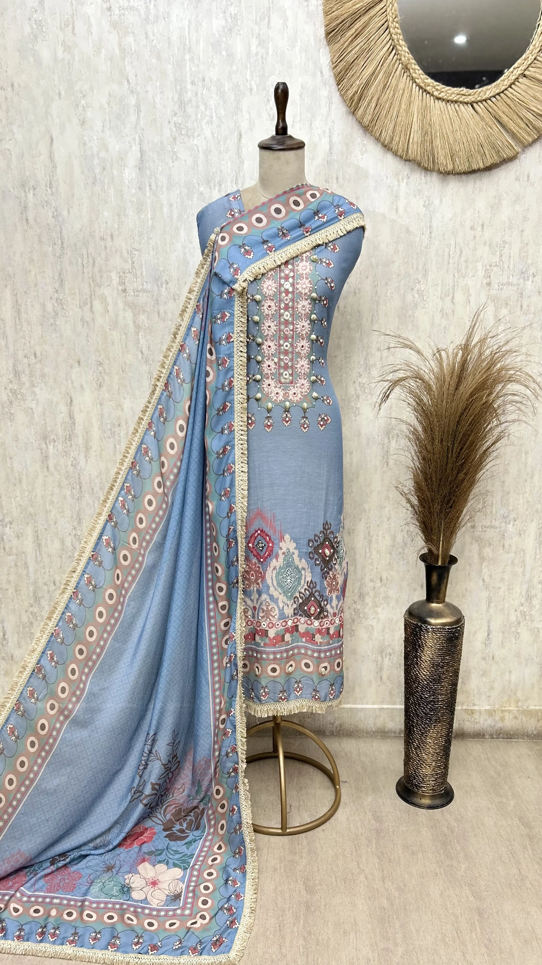 Elegant Celestial Weave Maheshwari Unstitched Suits