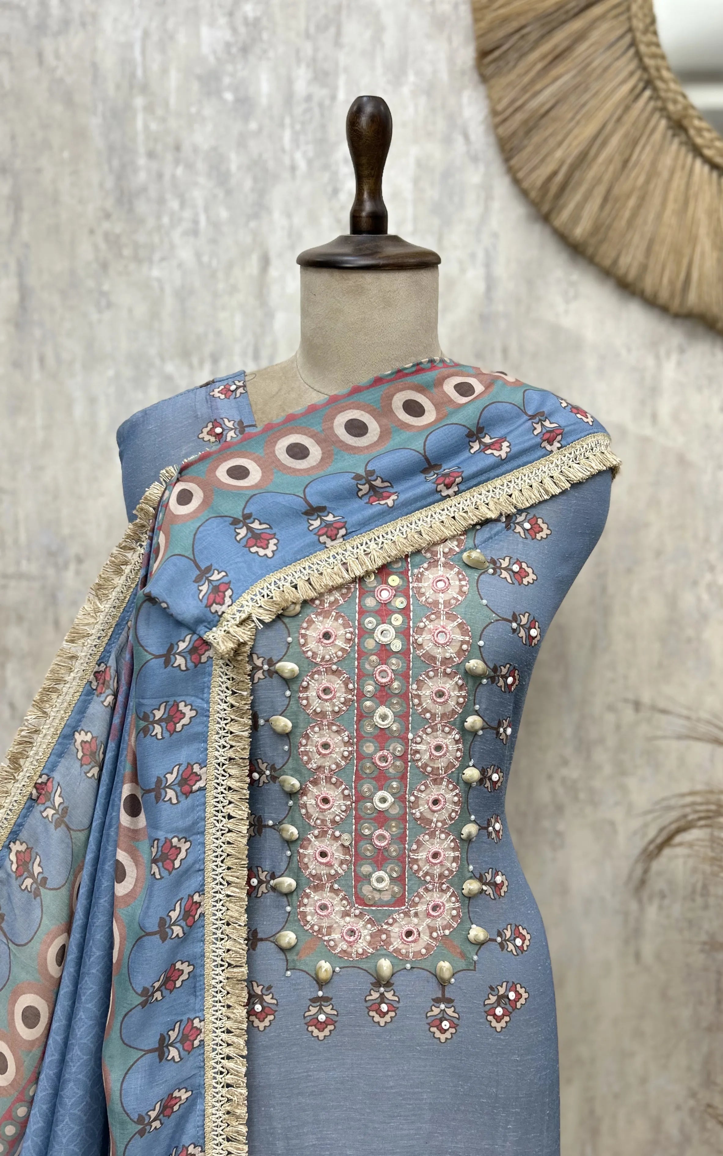 Elegant Celestial Weave Maheshwari Unstitched Suits