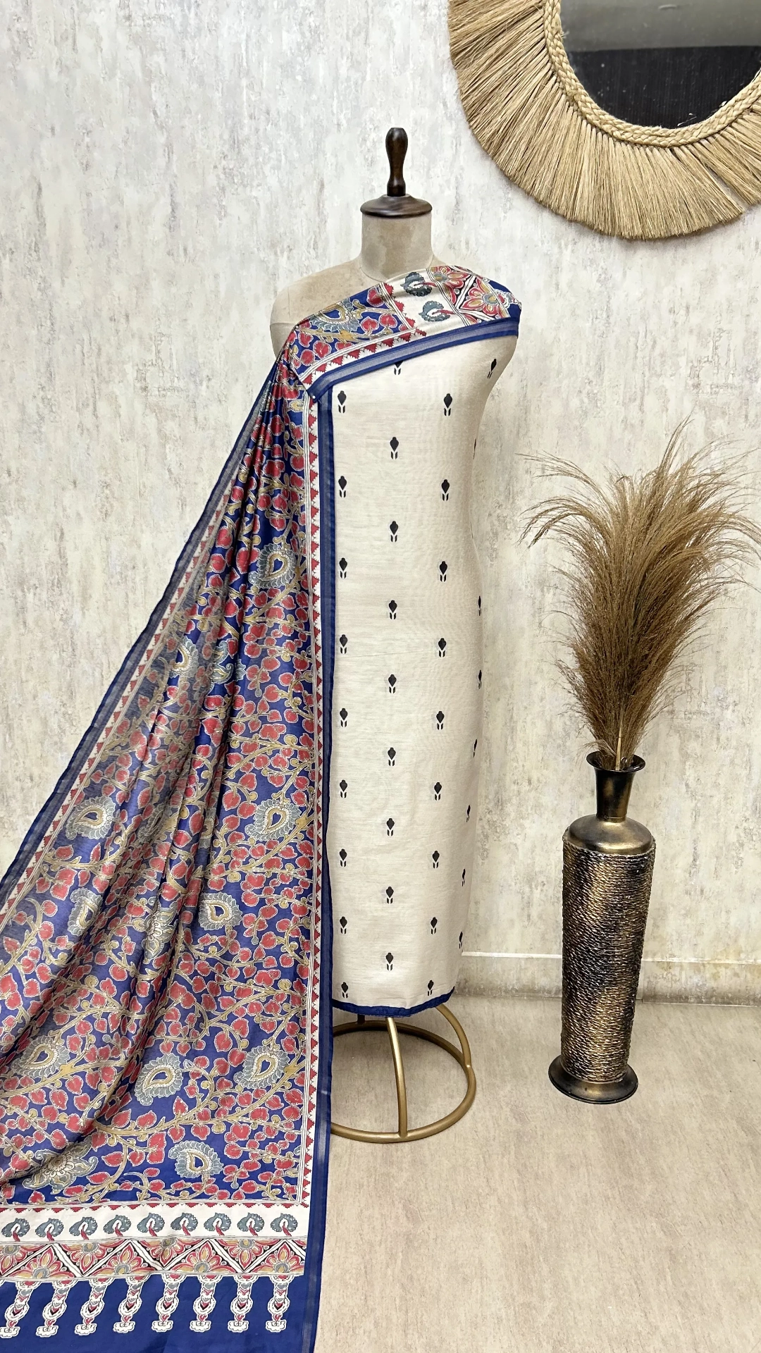 Elegant Maheshwari Hand-Block Printed Unstitched Suits