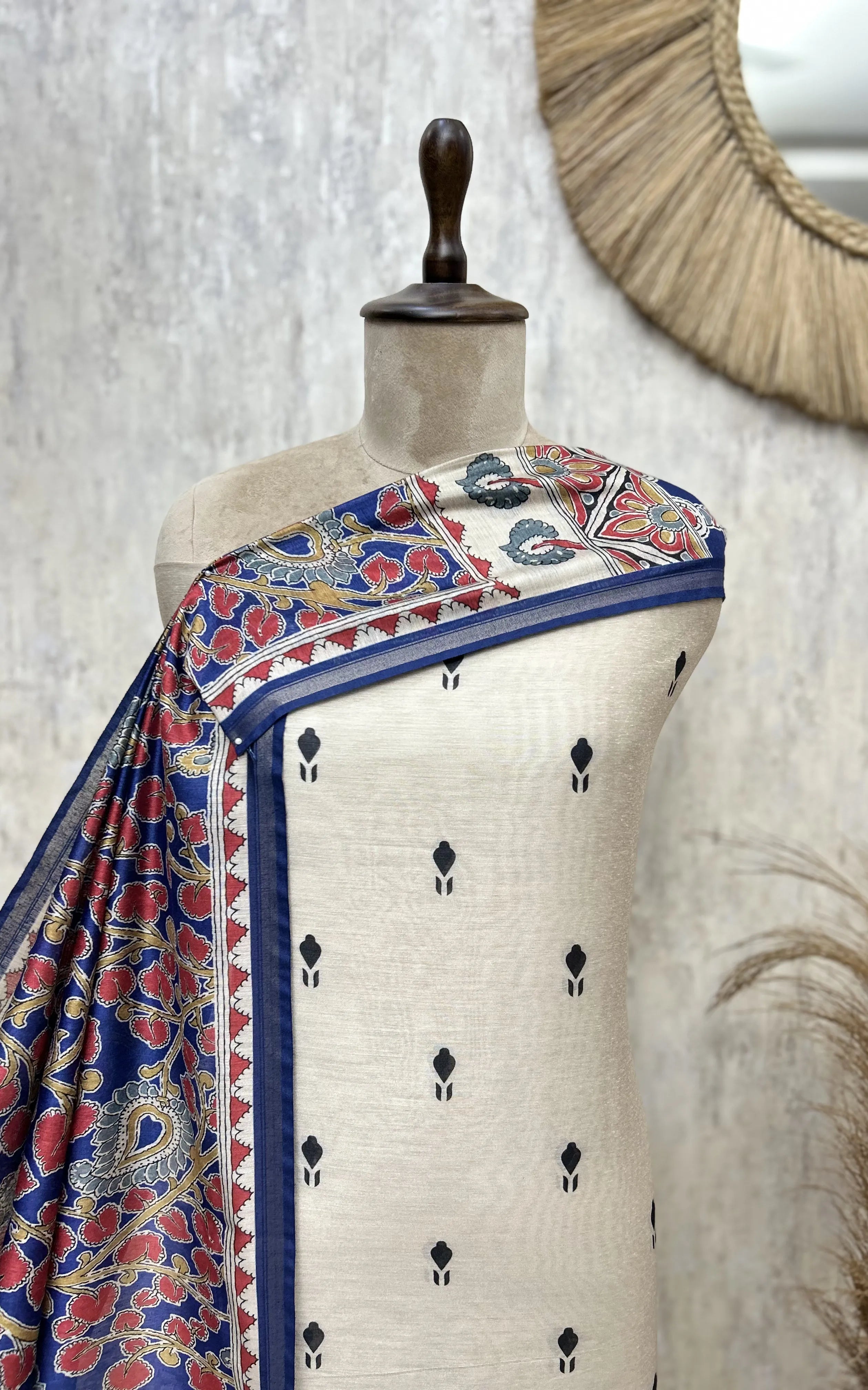 Elegant Maheshwari Hand-Block Printed Unstitched Suits