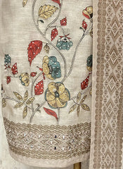 Elegant Beige Heritage tissue Unstitched Suit