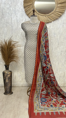 Elegant Kalamkari Drape Unstitched Suit