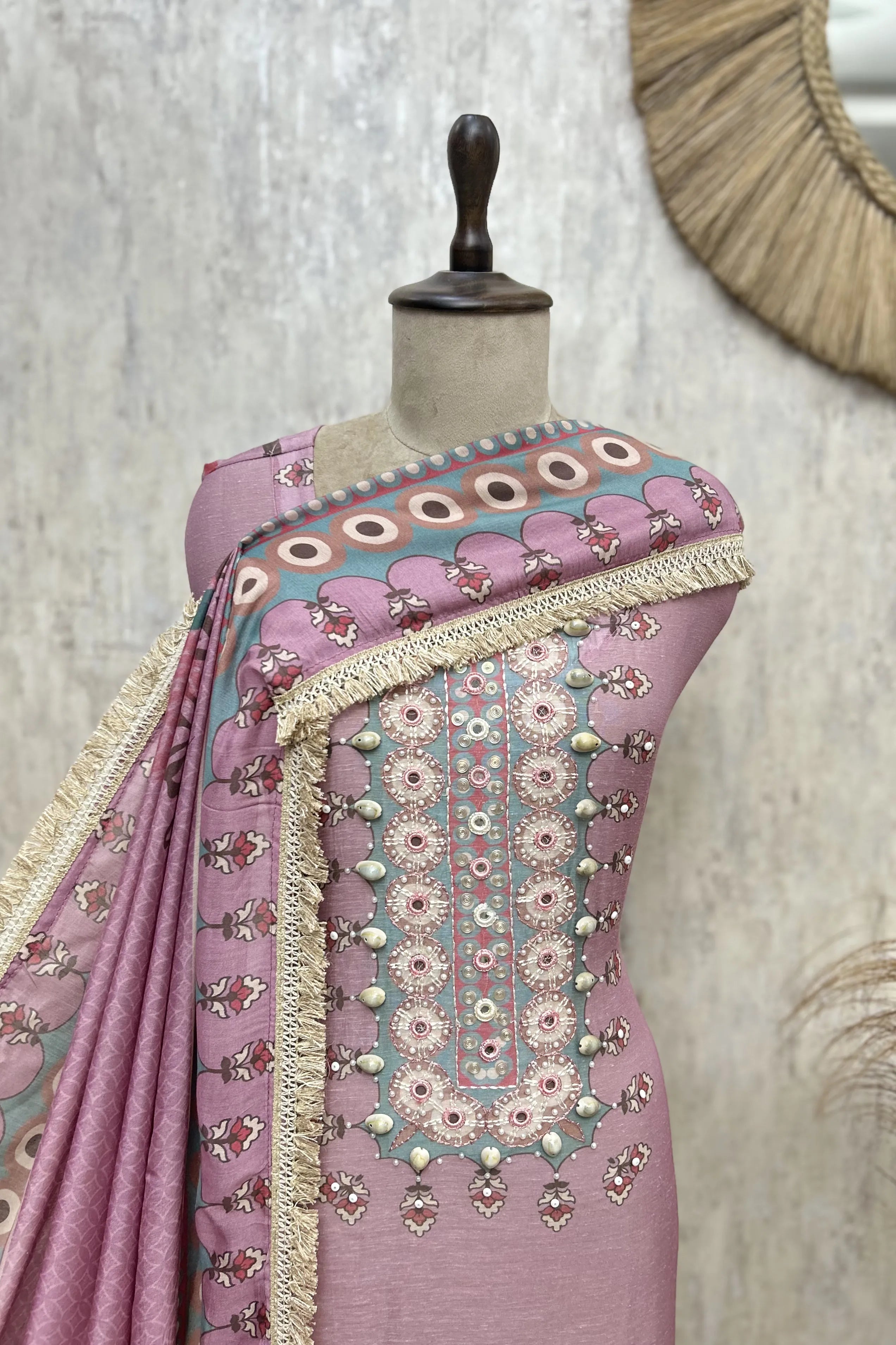Elegant Celestial Weave Maheshwari Unstitched Suits