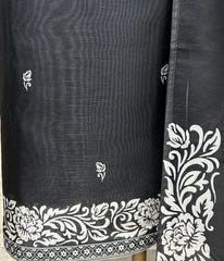 Black Floral Elegance Unstitched Suit