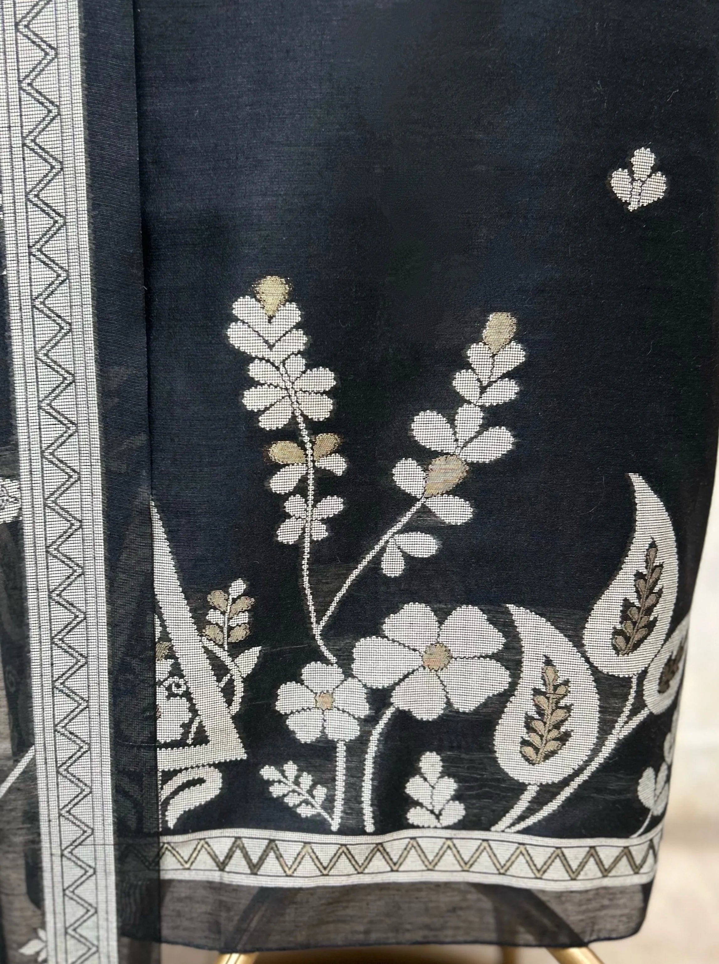 Midnight Flora Jamdani Linen Unstitched Suits