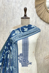 Moonvine Jamdani Linen Unstitched Suit