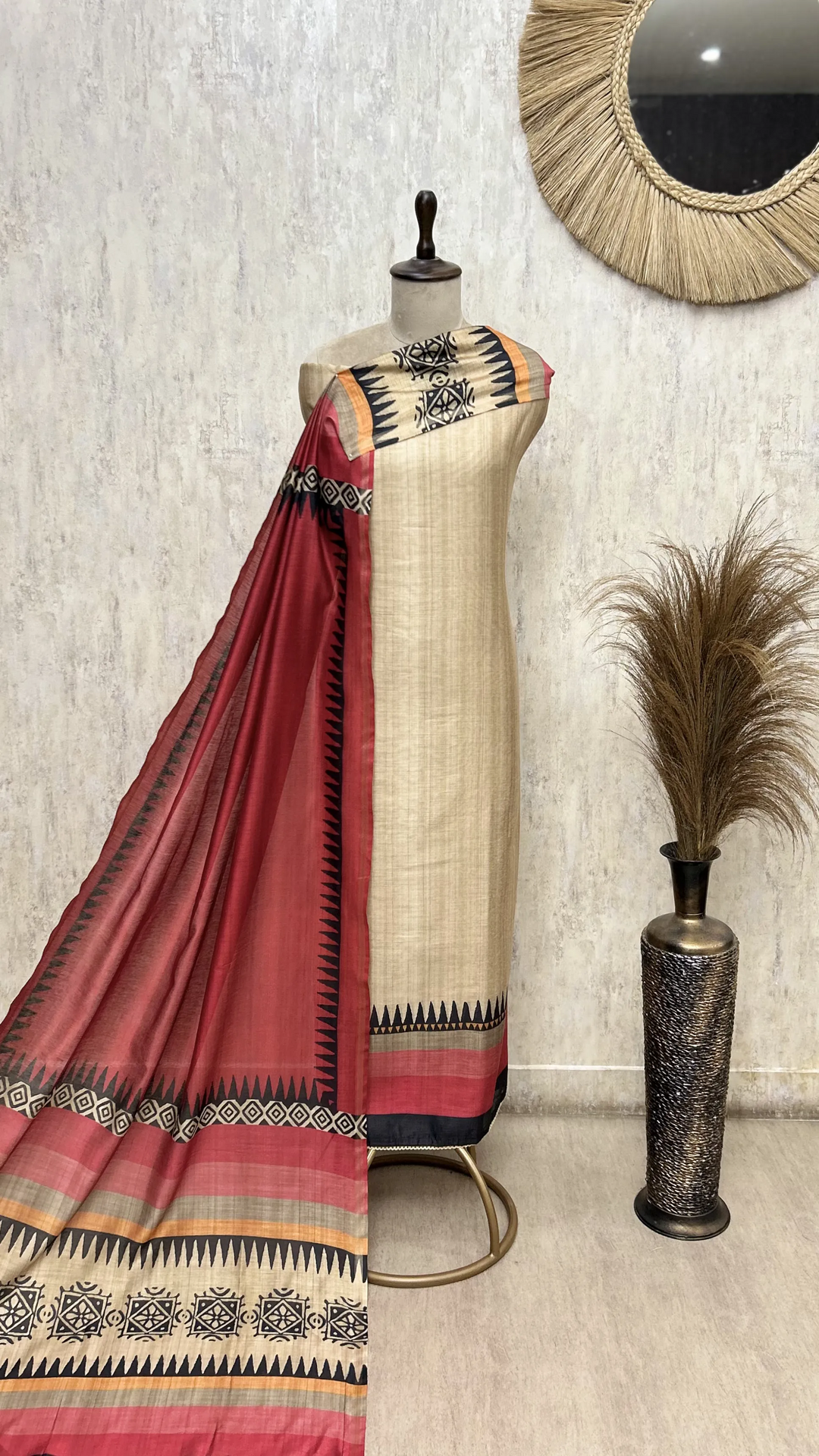 Tribal Weave Tussar Unstitched Suit