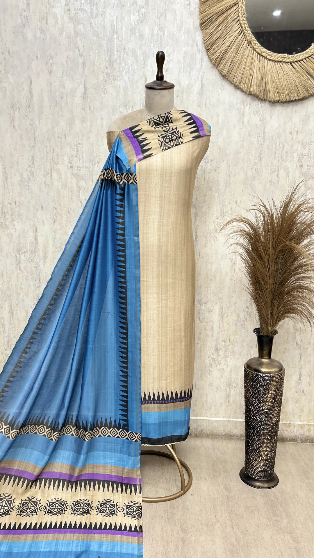 Tribal Weave Tussar Unstitched Suit
