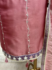 Glass Organza Unstitched Suit Set With Organza Dupatta