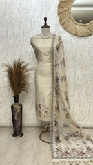 Elegant Peacock Embroidery Unstitched Suit